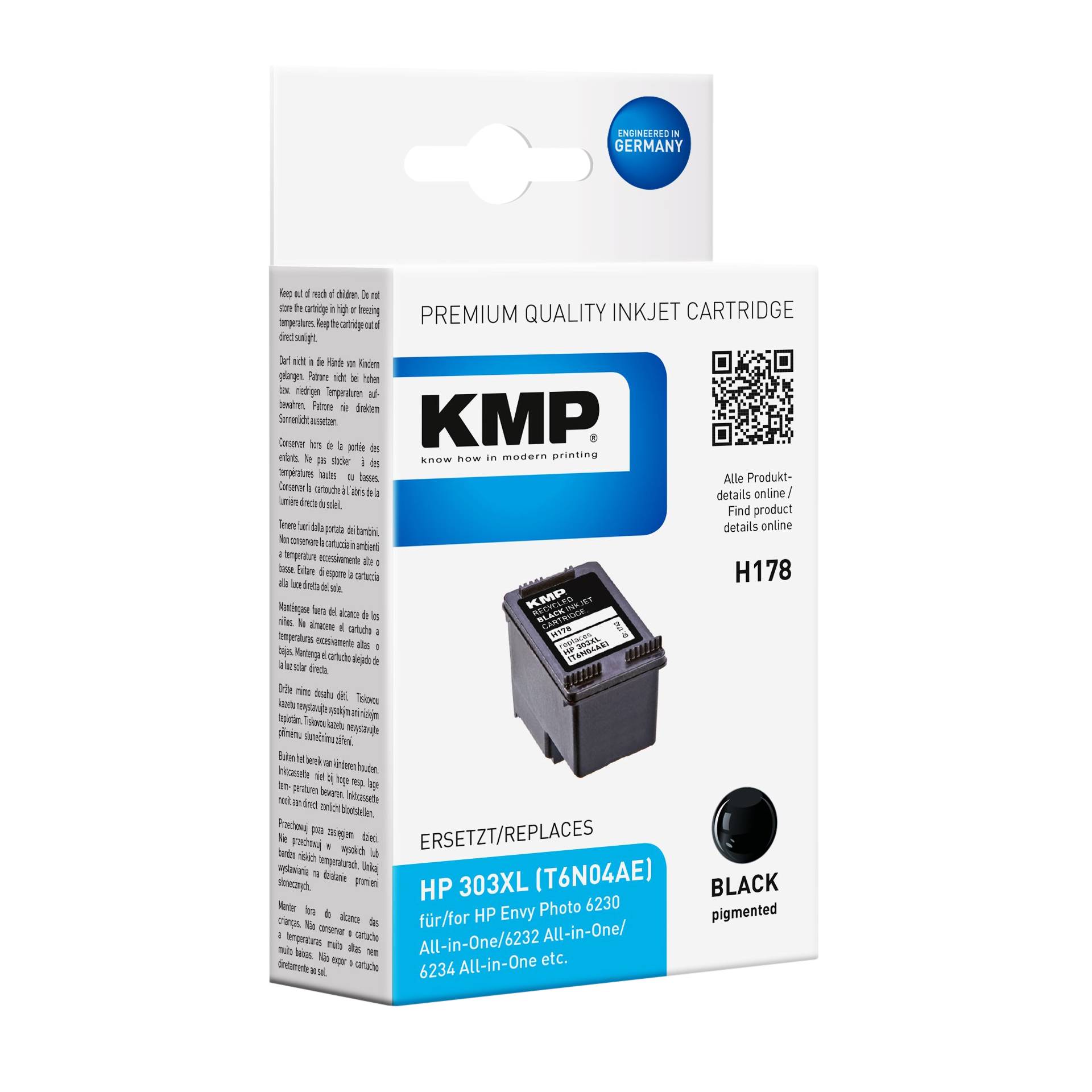 KMP H178 cartuccia nero compatibel.con HP T6N04AE 303 XL
