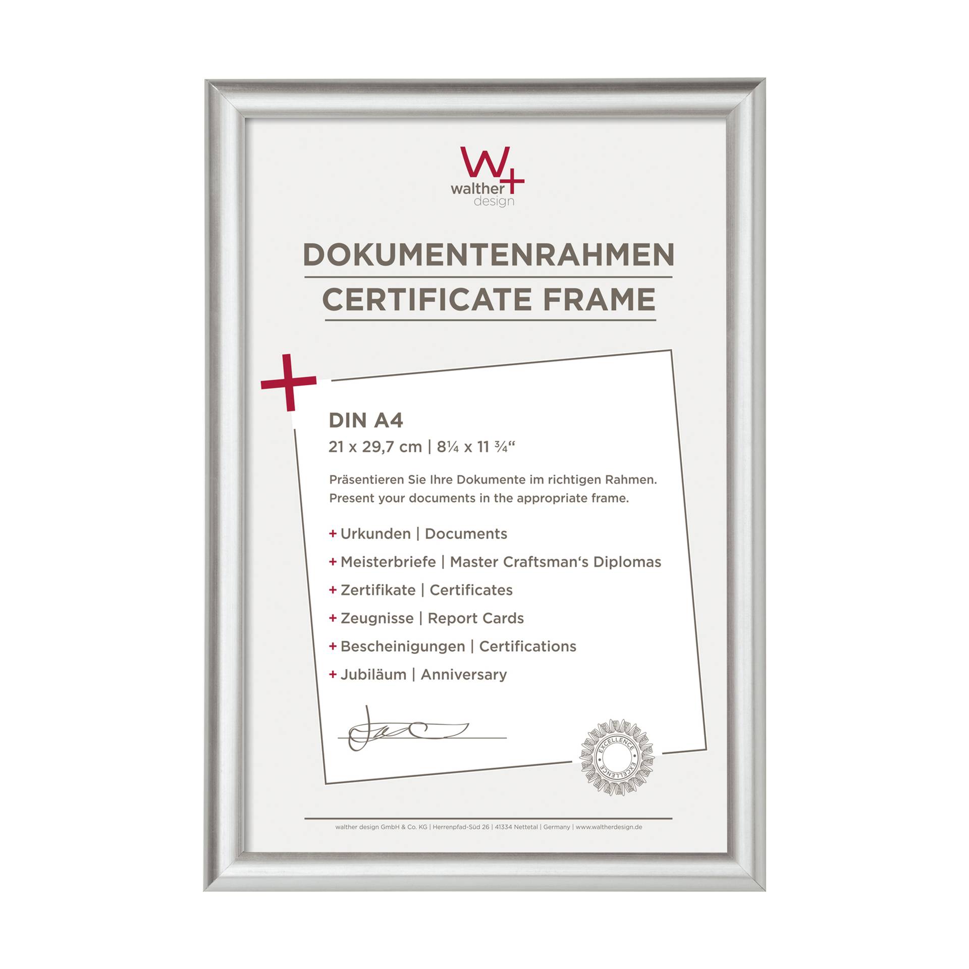 Walther Trendstyle       21x29,7 plastica argento DIN A4 KP1