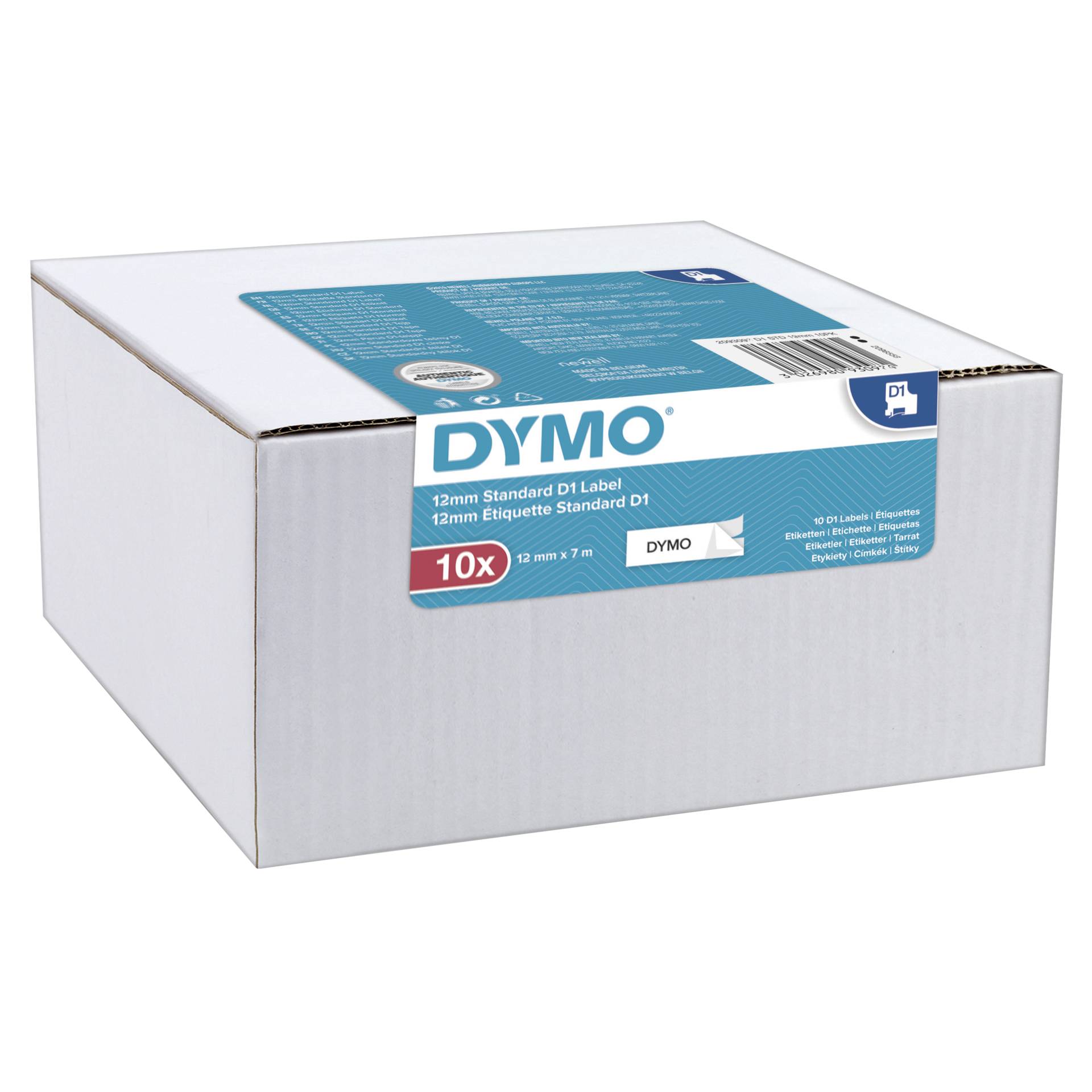 1x10 Dymo D1 nastro 12mmx7m nero su bianco