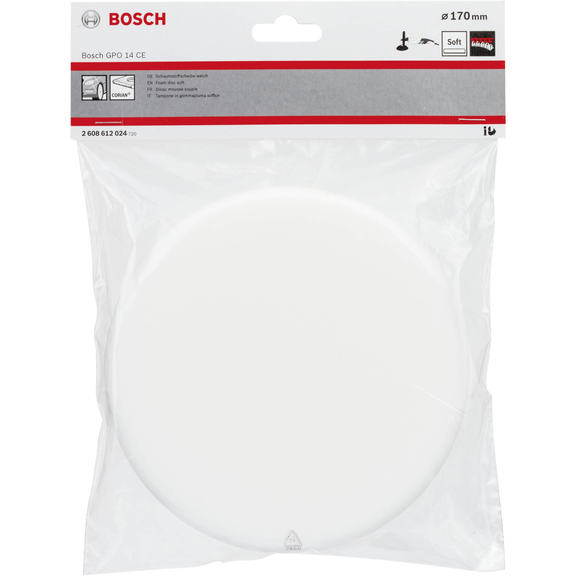 Bosch 1 disco in spugna per lucidatura morbido 170 mm