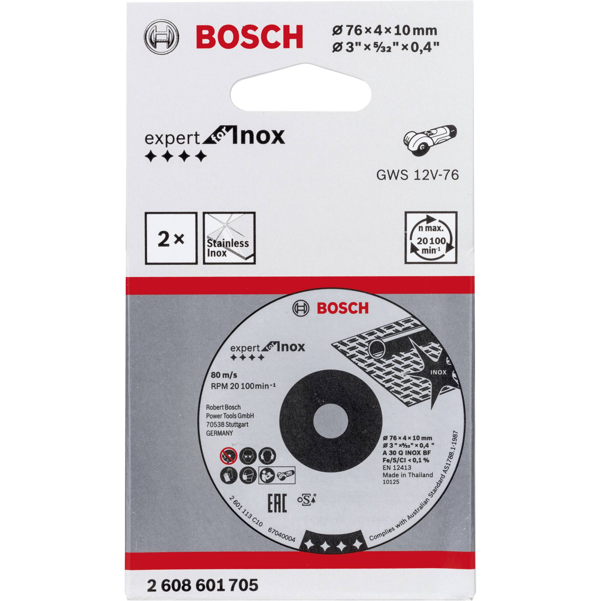 Bosch mola da sgrosso 76x4x10mm ExpertforInox