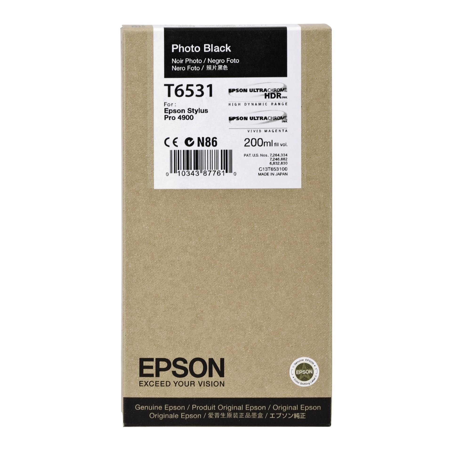 Epson cartuccia     foto nero    T 653 200 ml      T 6531