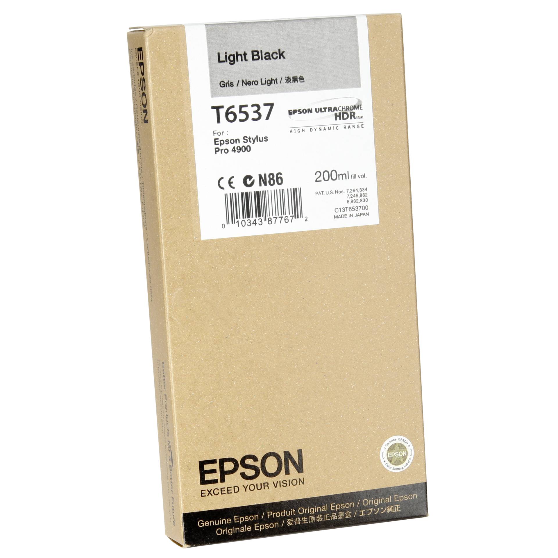 Epson cartuccia     light nero    T 653 200 ml      T 6537