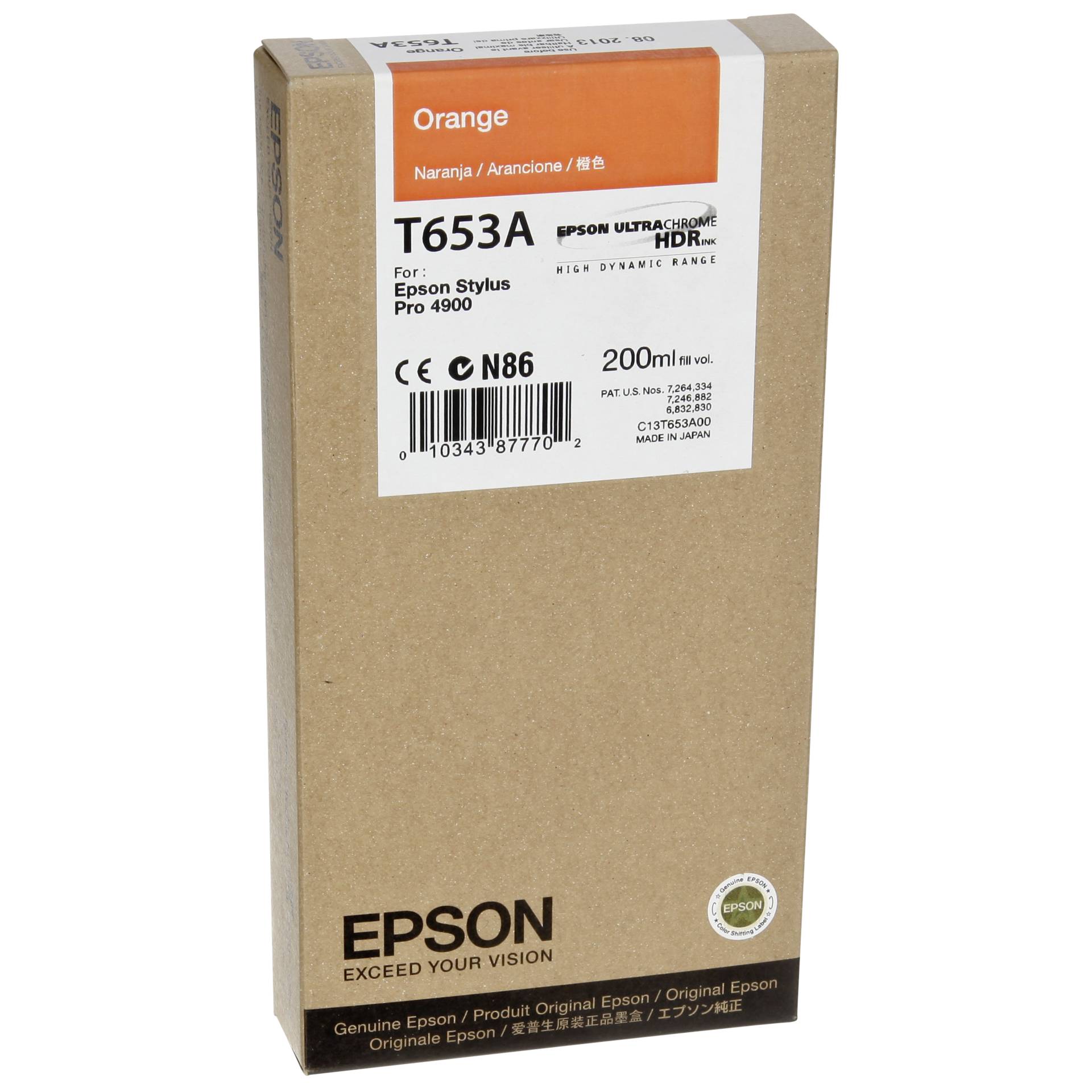 Epson cartuccia     arancio T 653 200 ml              T 653A