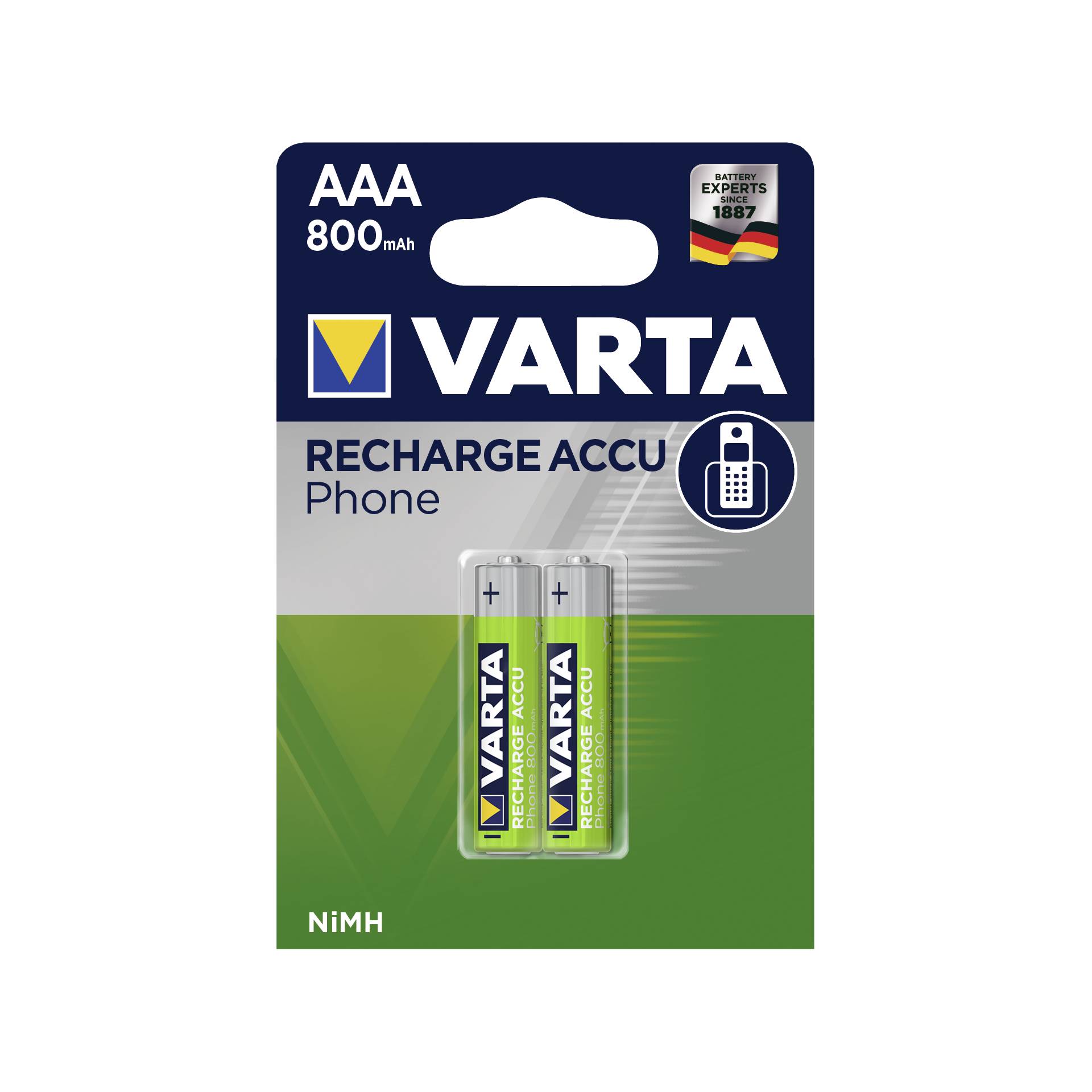 1x2 Varta Akku Professional Accu NiMH 800 mAh AAA Phone Powe