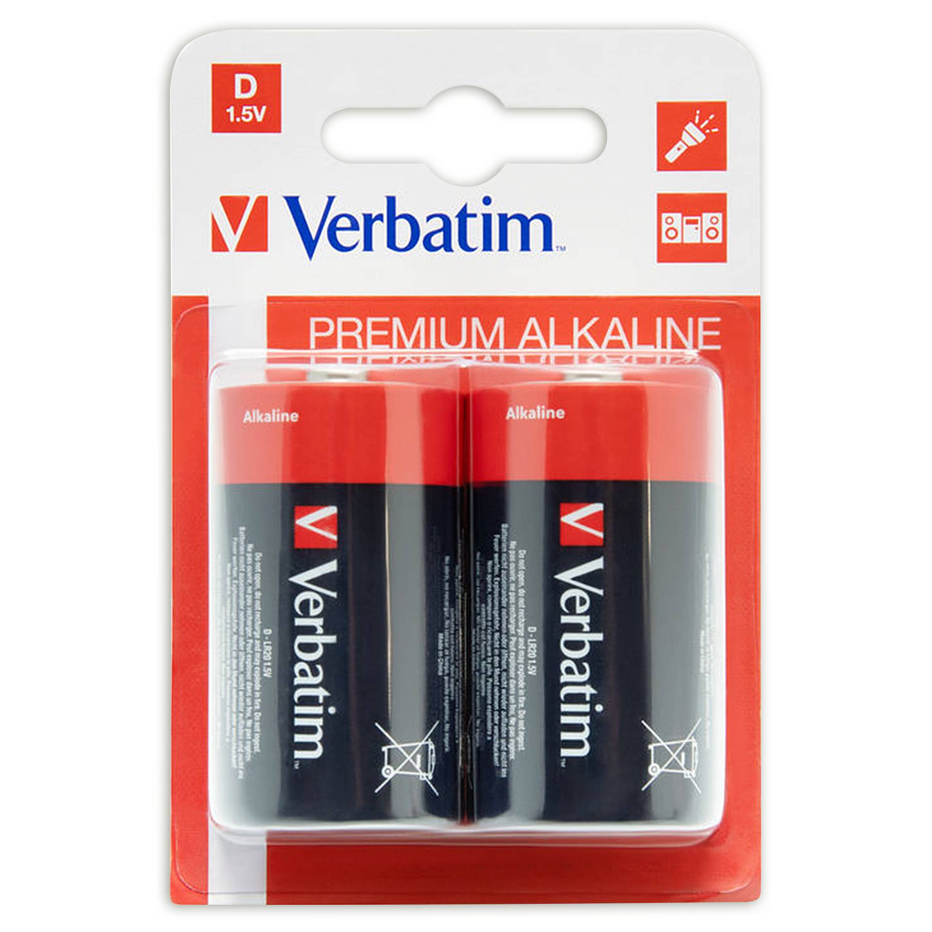 1x2 Verbatim batterie alcaline Mono D LR 20               49