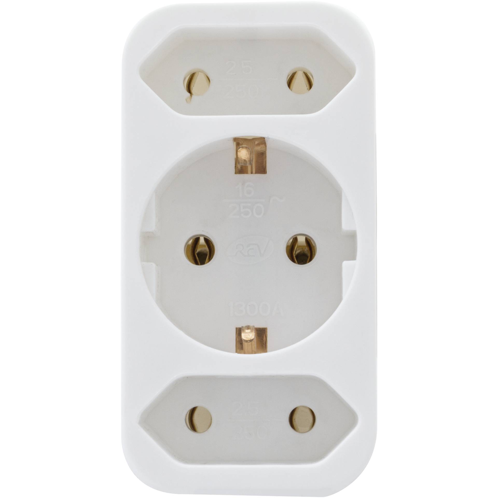 REV transition plug 2-fold + 1 Safety contact white