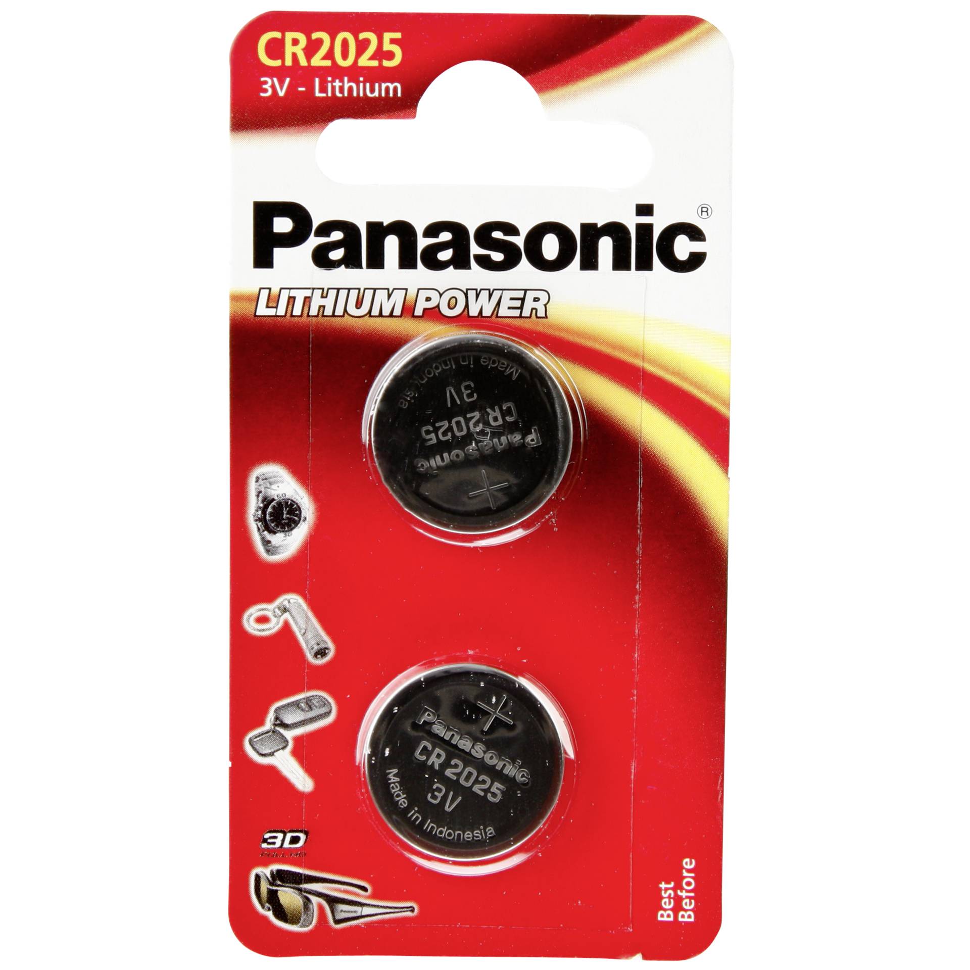 1x2 Panasonic CR 2025 Lithium Power