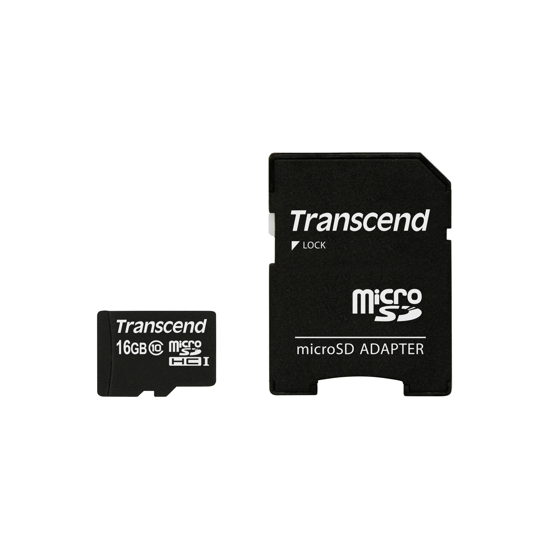Transcend microSDHC 16GB Class 10 + Adattatore SD 2