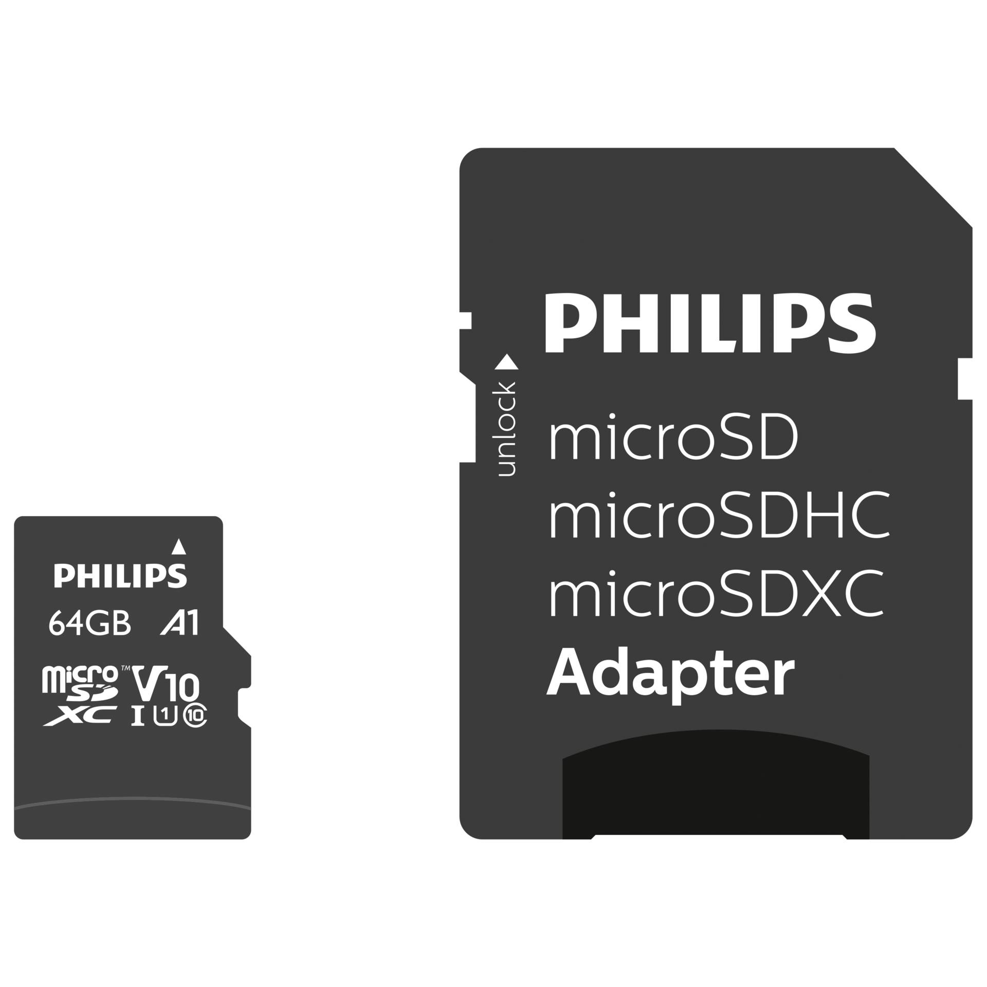 Philips MicroSDXC Card      64GB Class 10 UHS-I U1 incl. ada