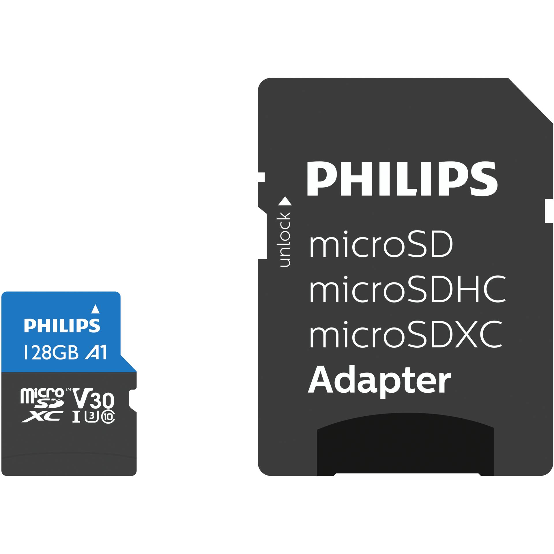 Philips MicroSDXC Card     128GB Class 10 UHS-I U3 incl. ada