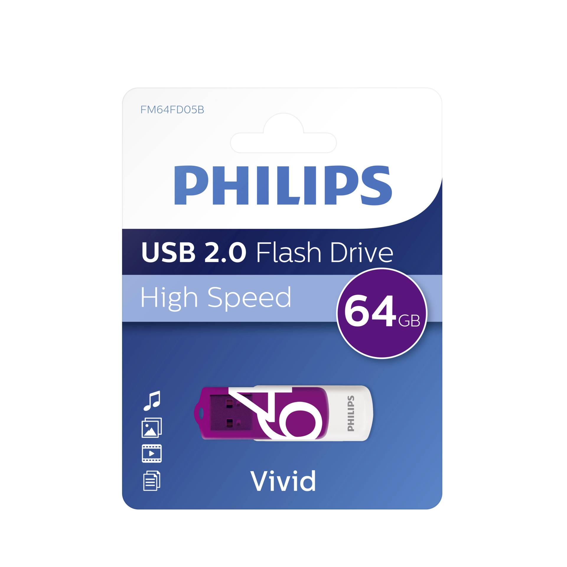 Philips USB 2.0             64GB Vivid Edition viola