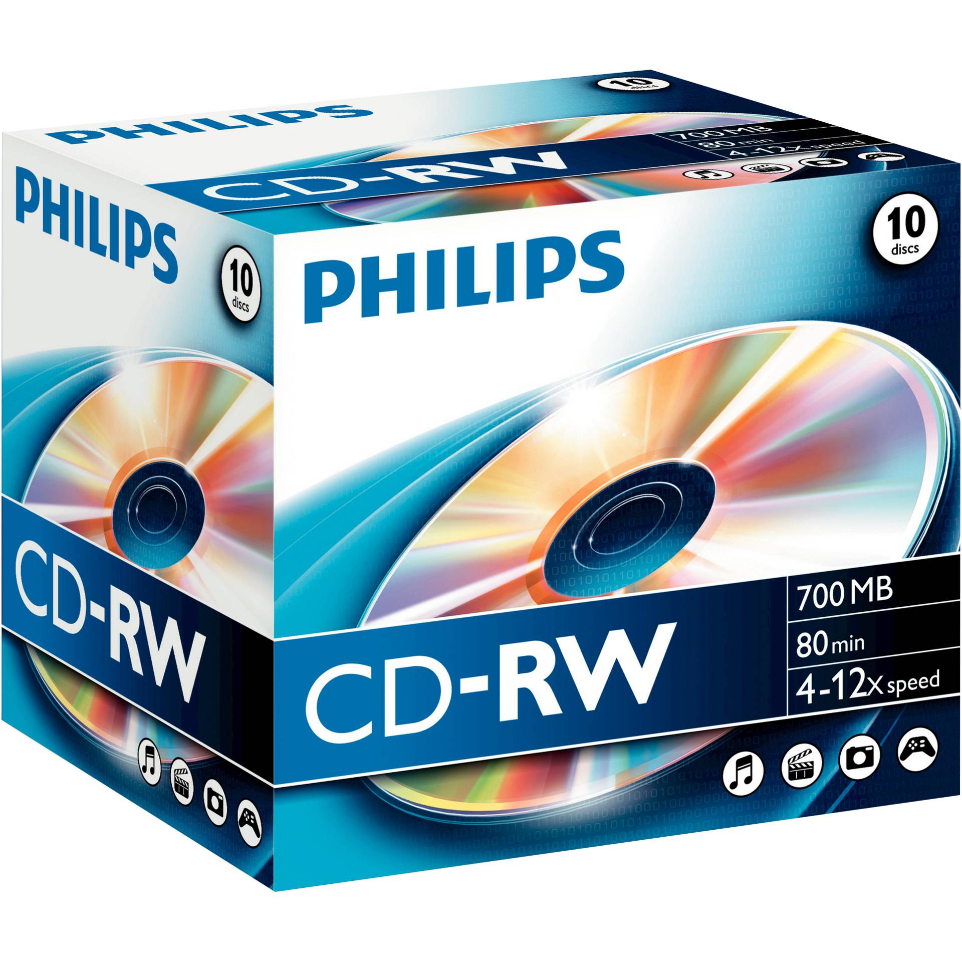 1x10 Philips CD-RW 80Min 700MB 4-12x JC
