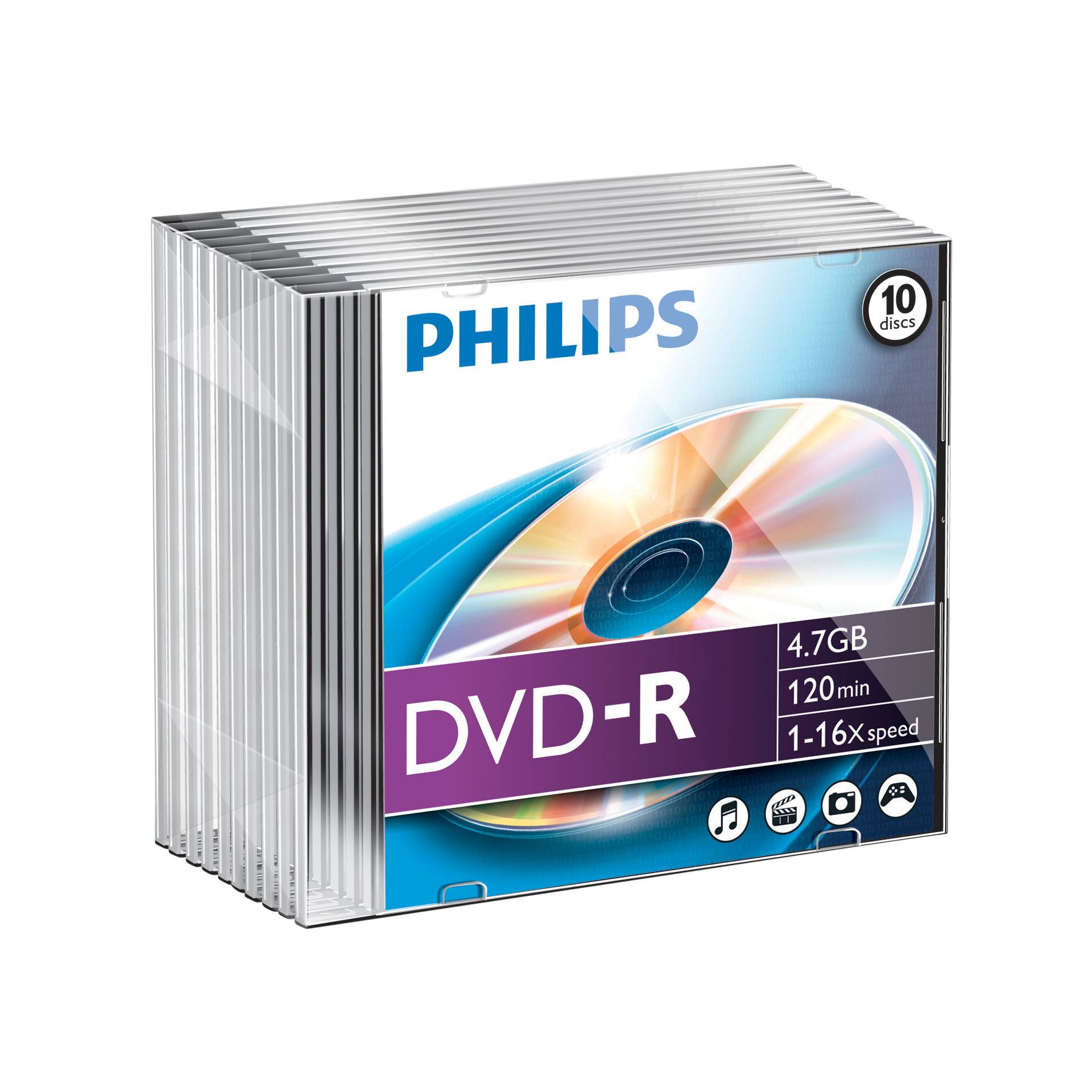 1x10 Philips DVD-R 4,7GB 16x SL