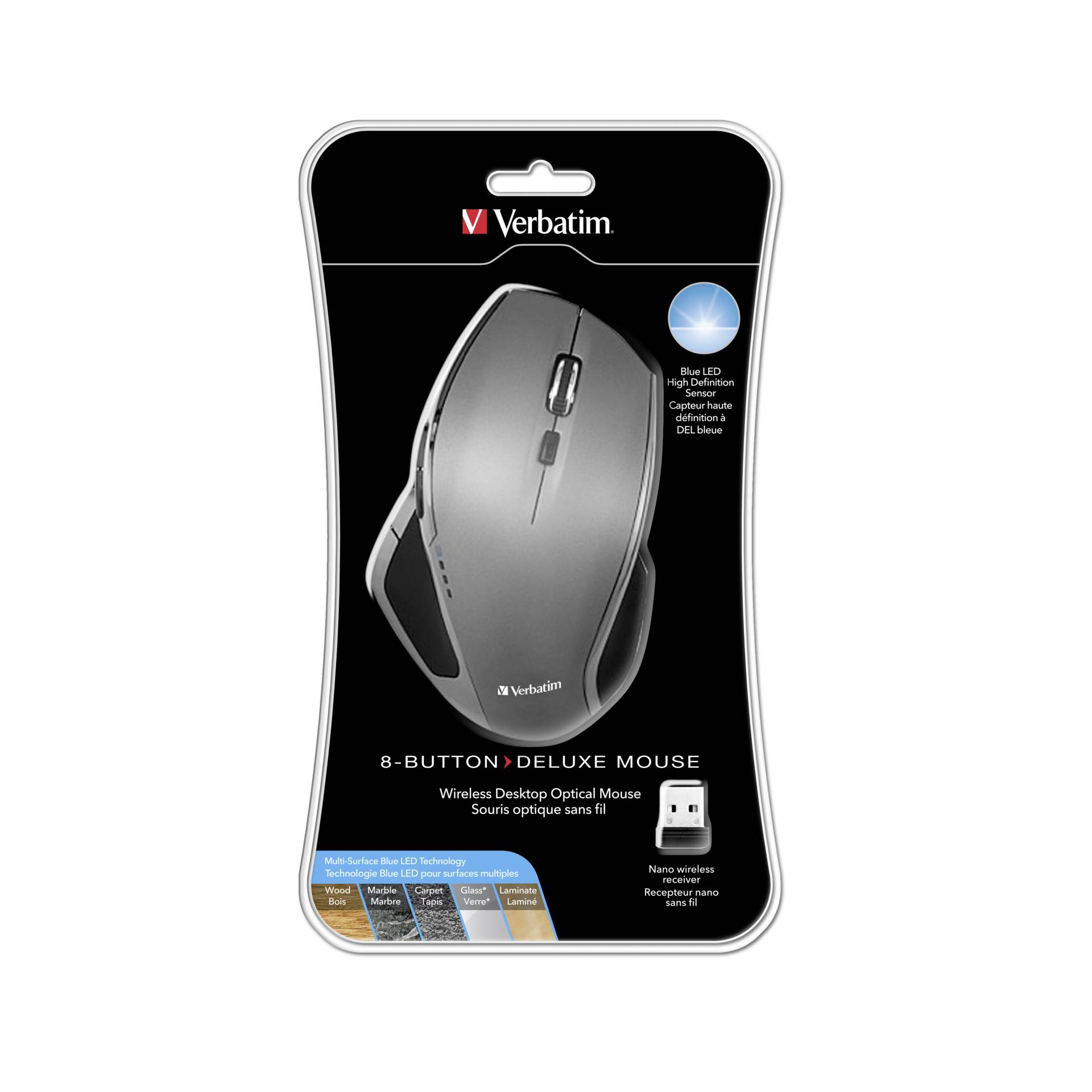 Verbatim Wireless Desktop Mouse Deluxe 8 Button blu LED