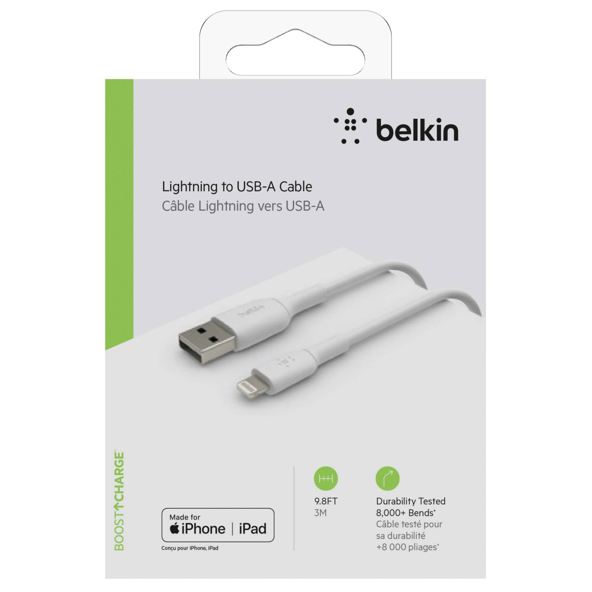 Belkin cavo ric./sinc. Lightning 3m, PVC, bianco, cert. mfi