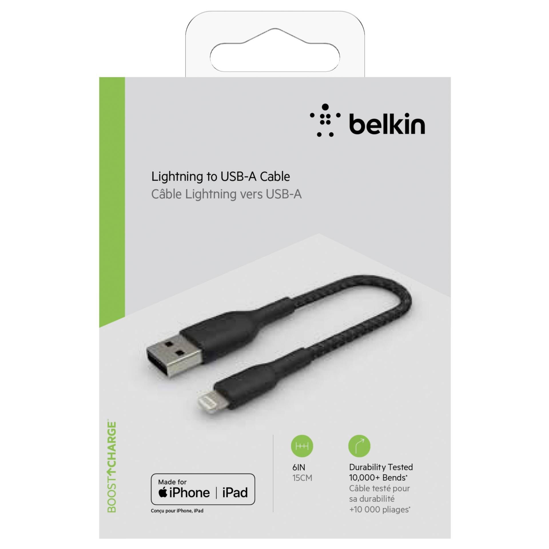 Belkin cavo ric./sinc. Lightning 15cm, rivestito, cert. mfi,