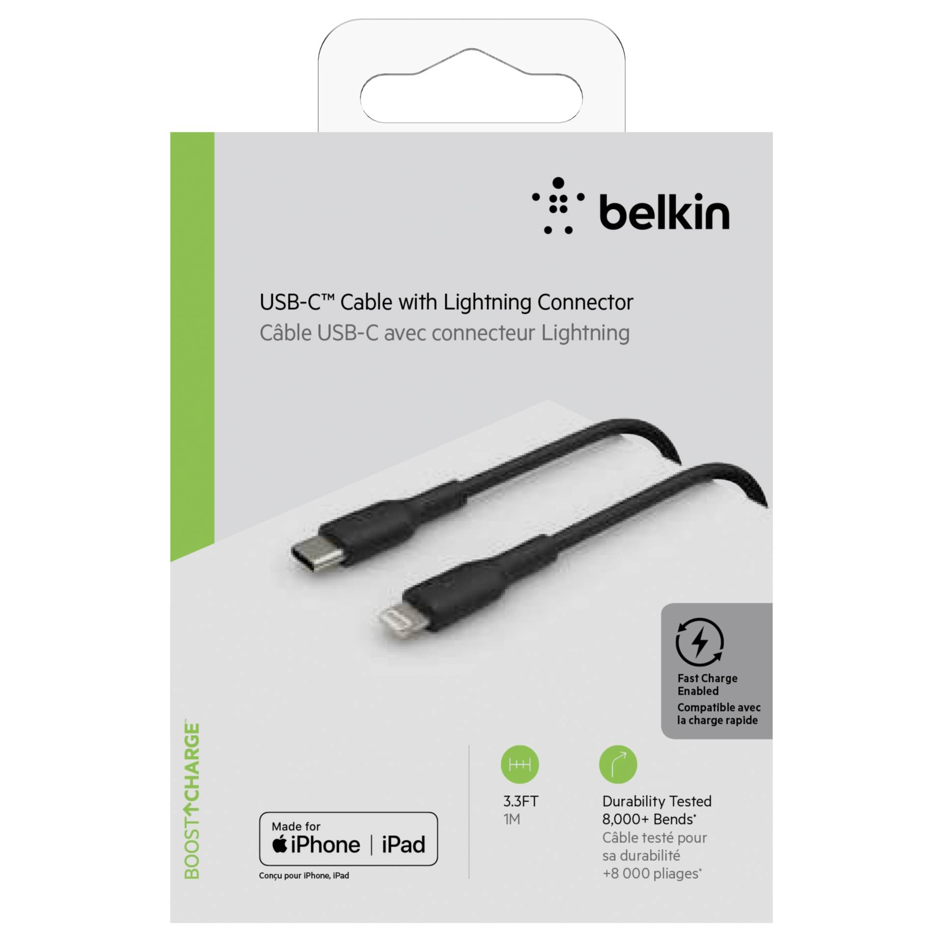 Belkin cavo Lightning/USB-C 1m PVC, cert. mfi, nero