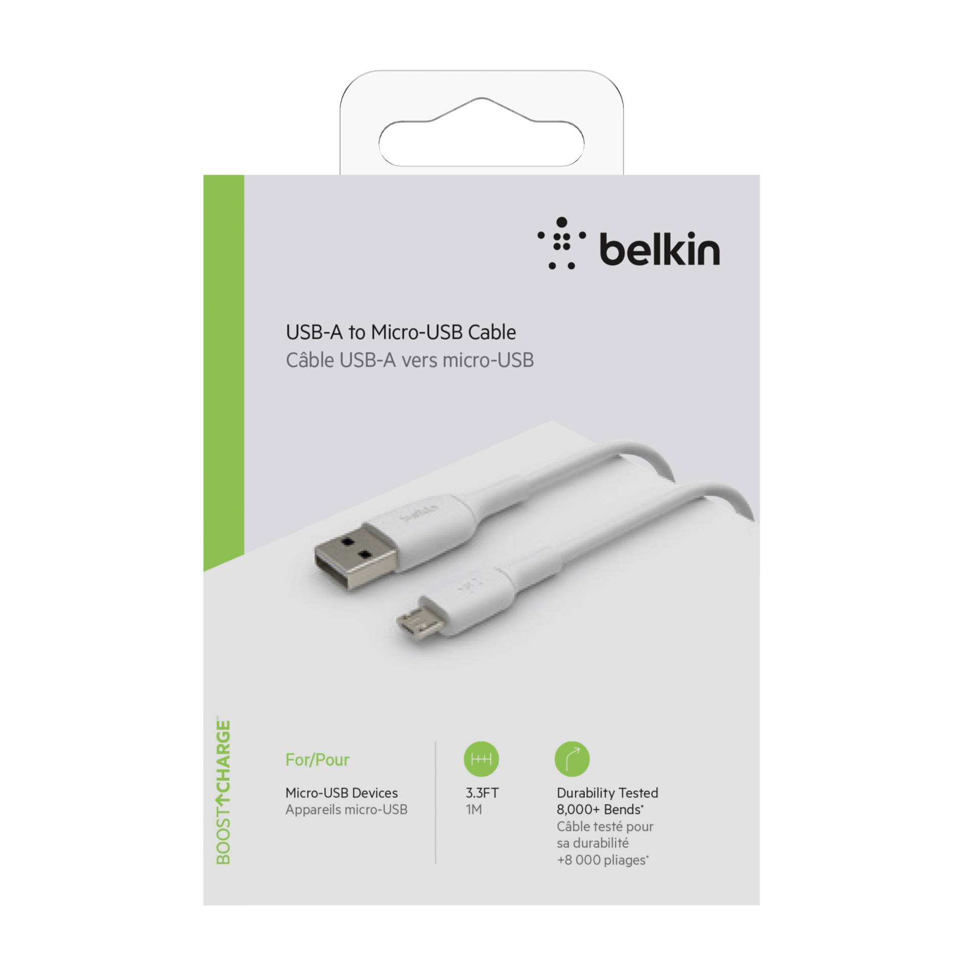 Belkin Micro-USB/USB-A 1m PVC bian. CAB005bt1MWH