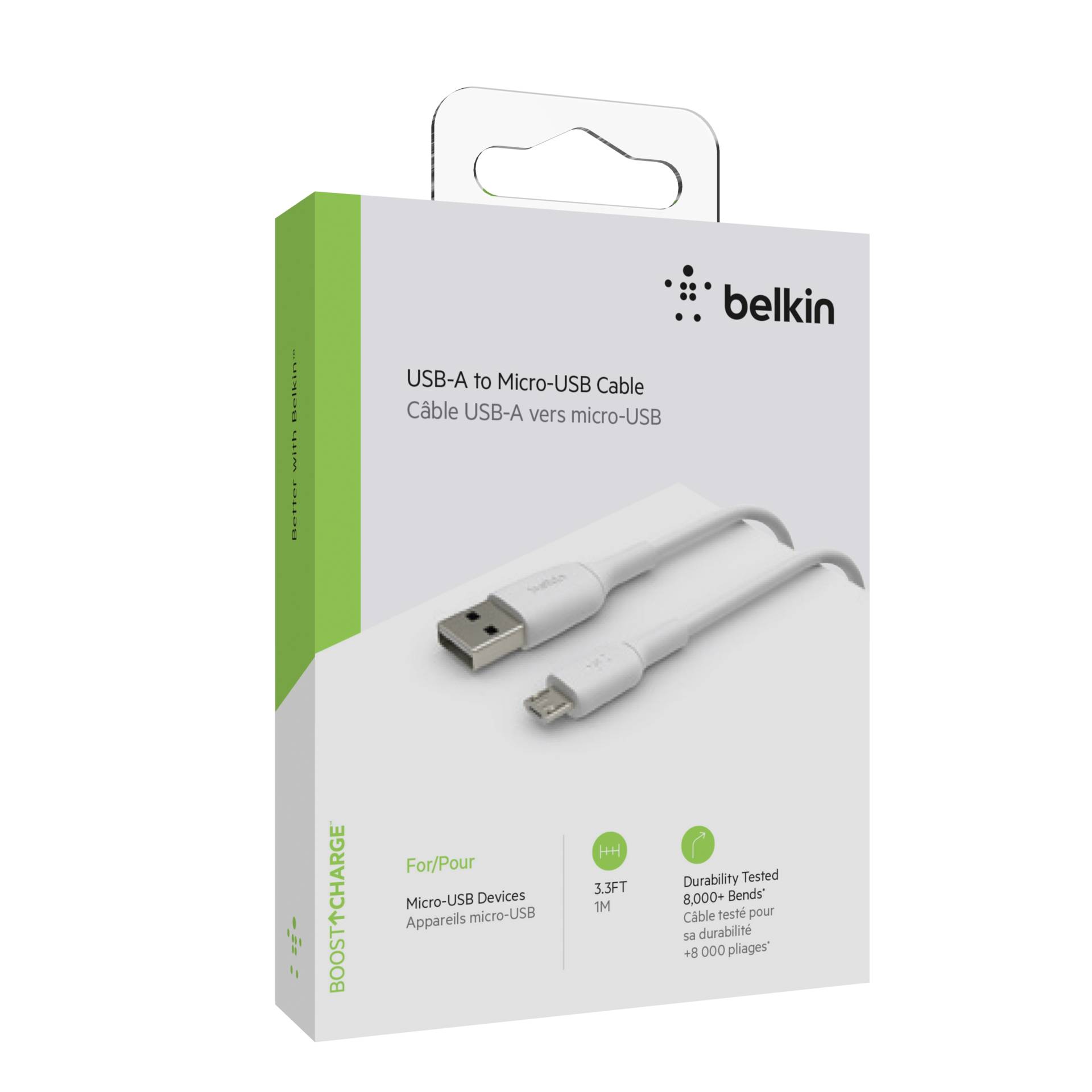 Belkin Micro-USB/USB-A 1m PVC bian. CAB005bt1MWH