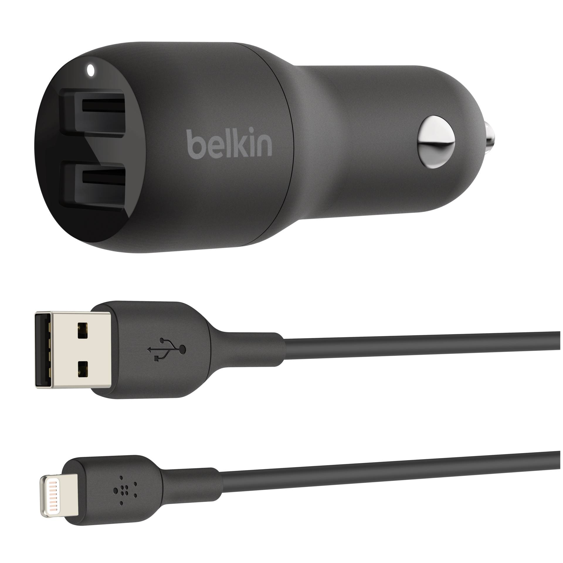 Belkin USB-A caricabatt.auto,24W 1m cavo Lightning CCD001bt1