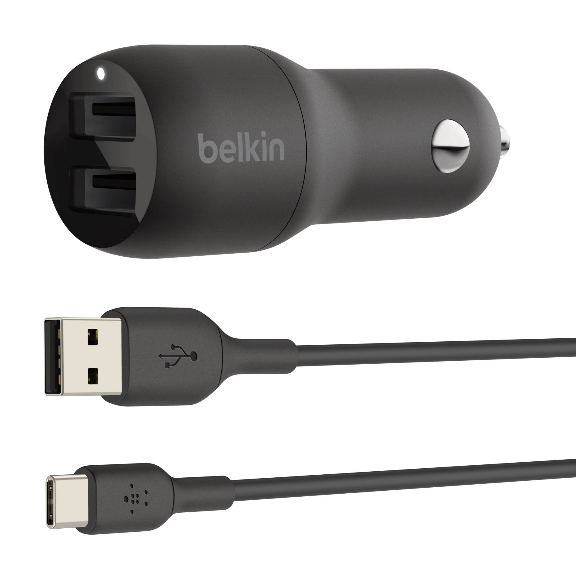Belkin USB-A caricab. auto, 24W 1m cavo USB-C  nero CCE001bt