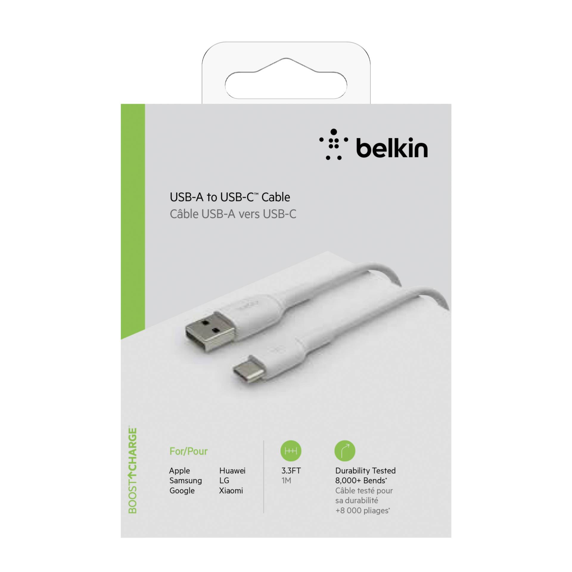 Belkin USB-C/USB-A cavo 1m PVC, bian. CAB001bt1MWH
