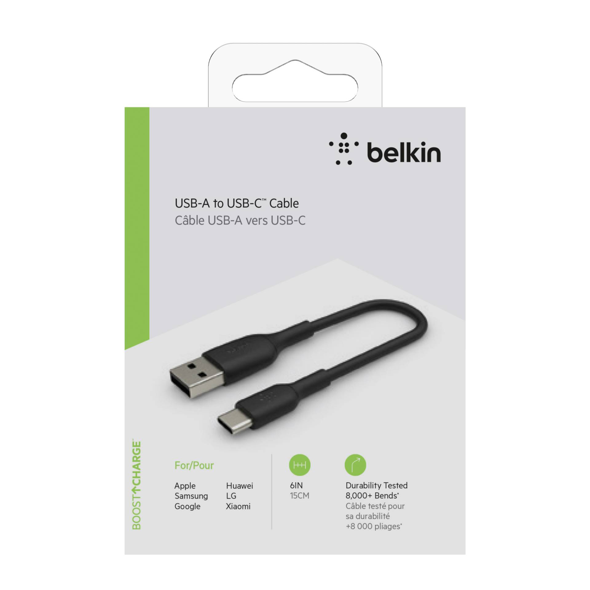 Belkin USB-C/USB-A cavo 15cm PVC, nero CAB001bt0MBK
