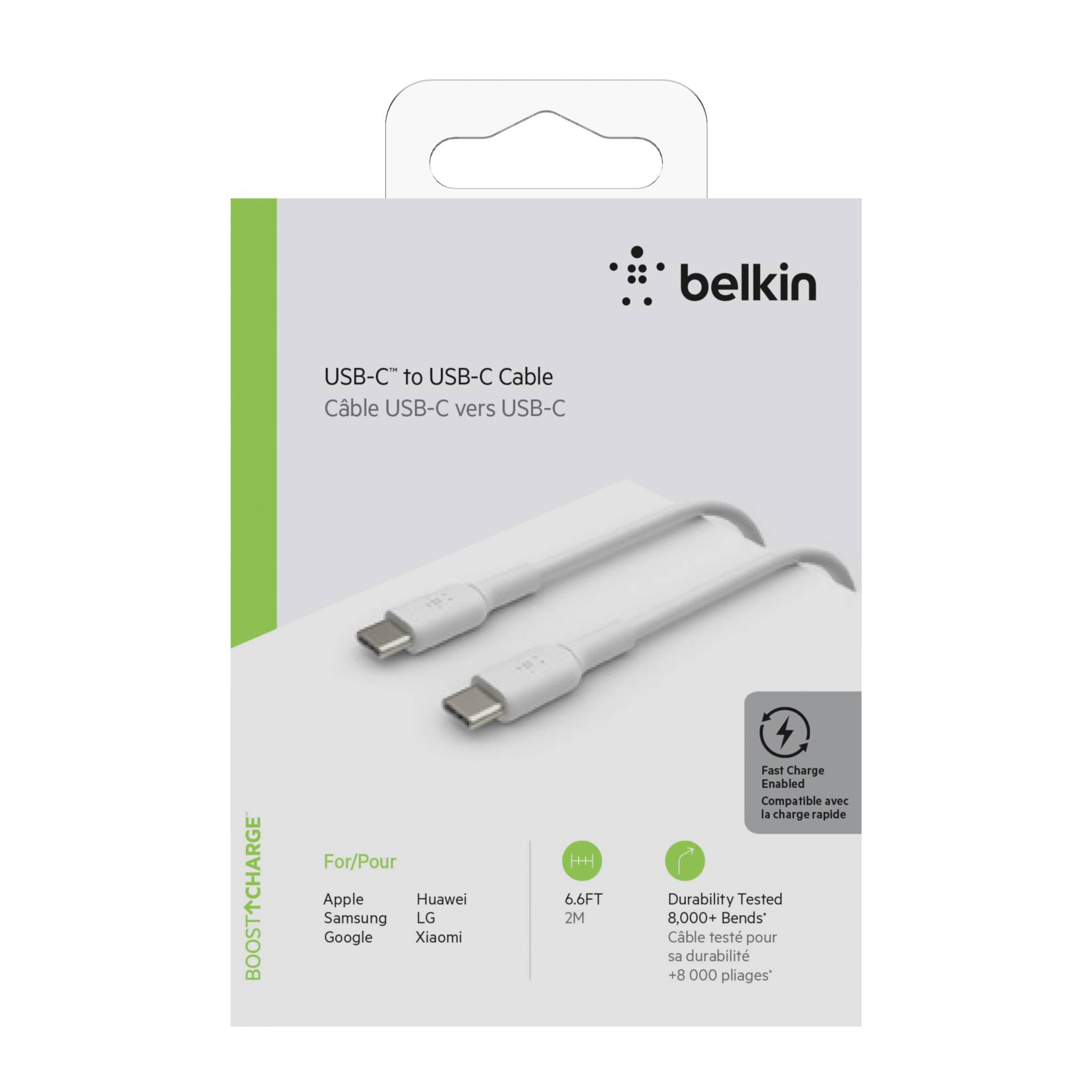 Belkin USB-C/USB-C cavo 2m PVC, bian. CAB003bt2MWH