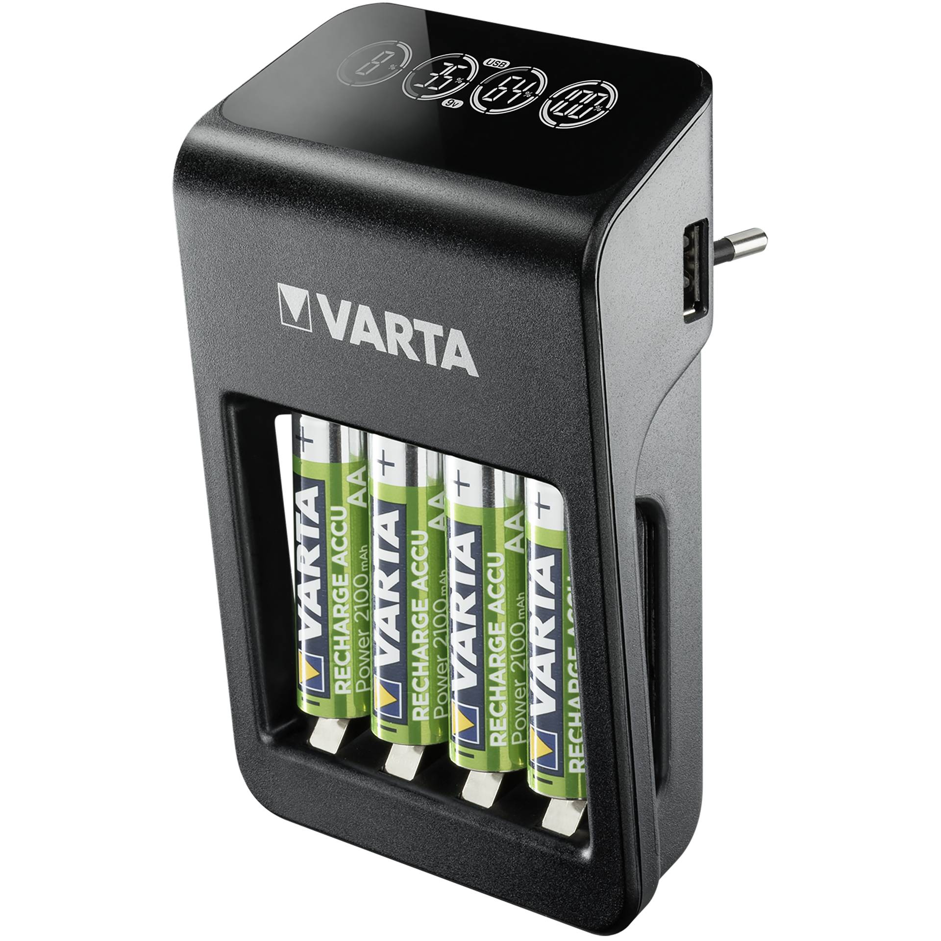 Varta LCD Pug Charger+ incl. 4 batteria 2100 mAh AA