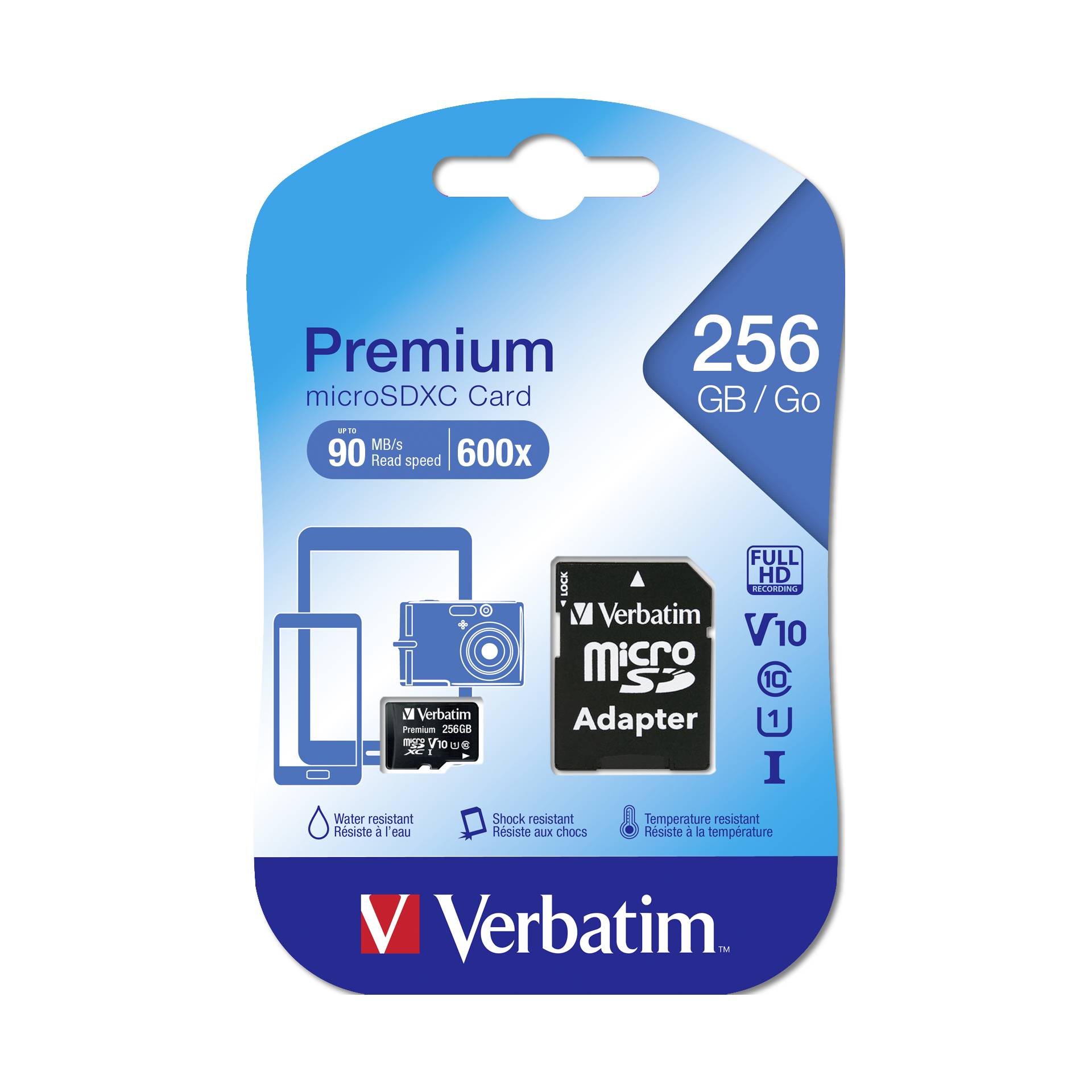 Verbatim microSDXC         256GB Class 10 UHS-I incl adatt.
