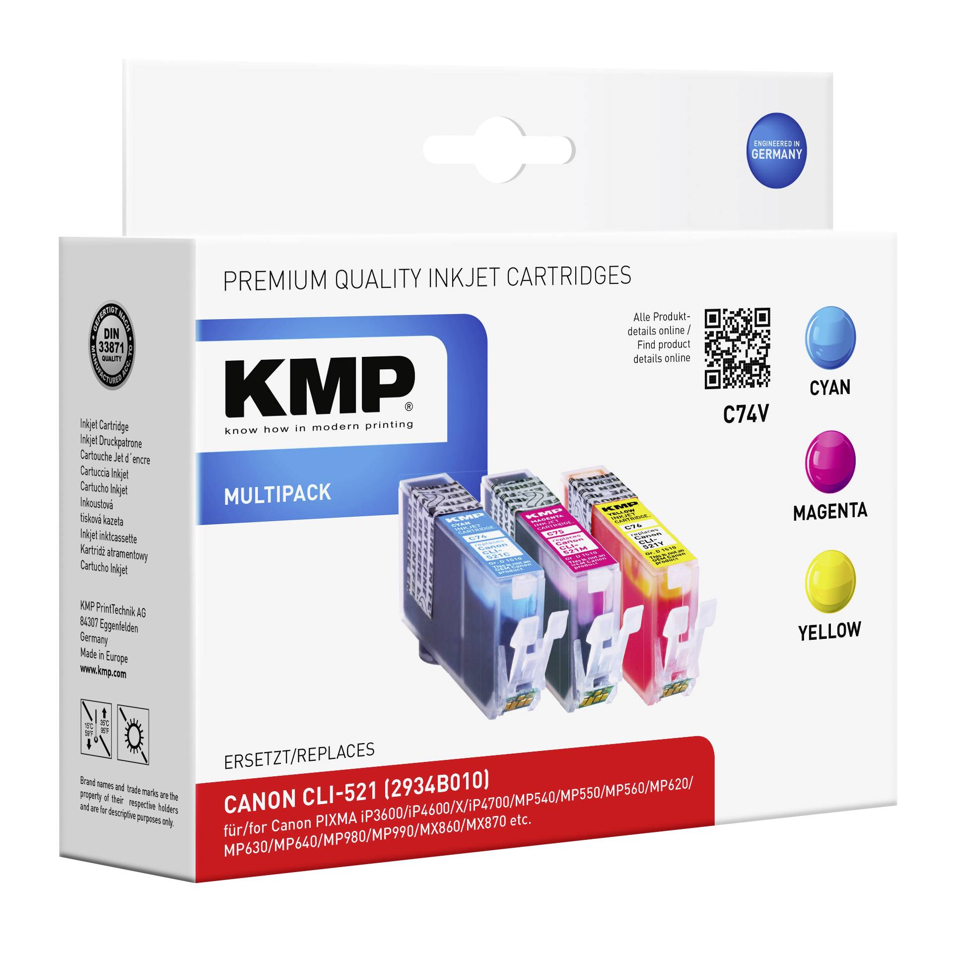KMP C74V Promo Pack   C/M/Y compatibile con Canon CLI-521