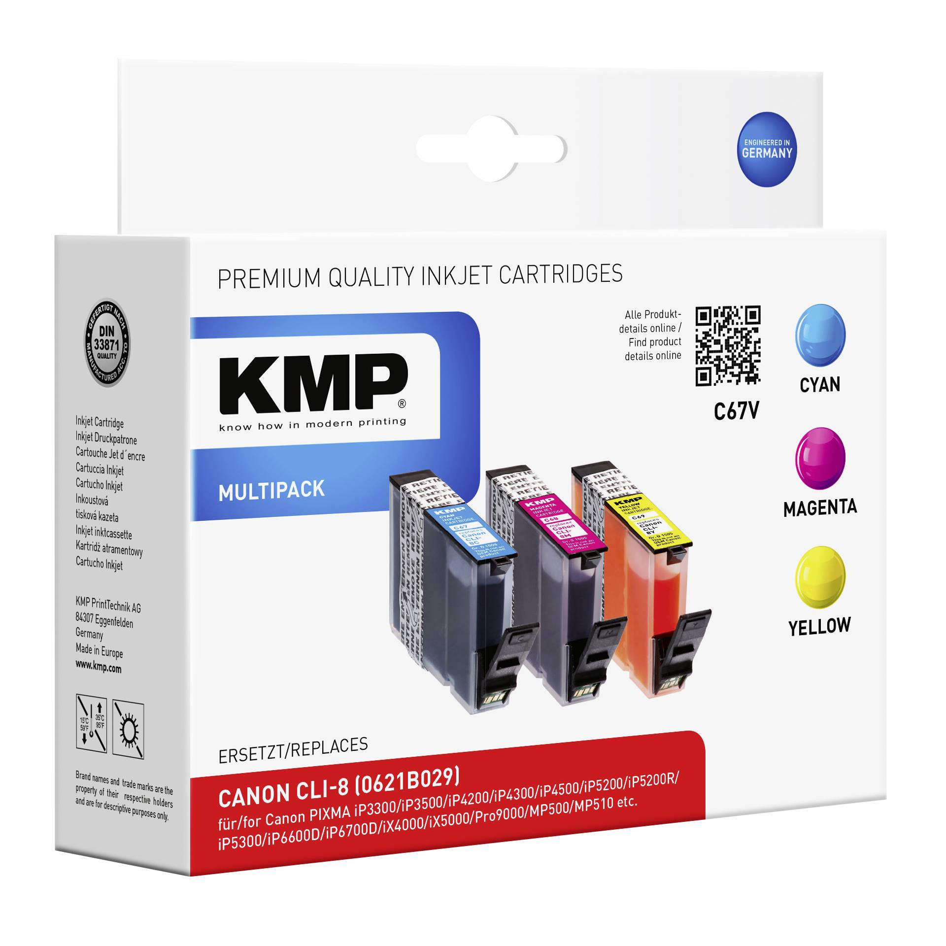 KMP C67V Promo Pack compatibile con Canon CLI-8 C/M/Y