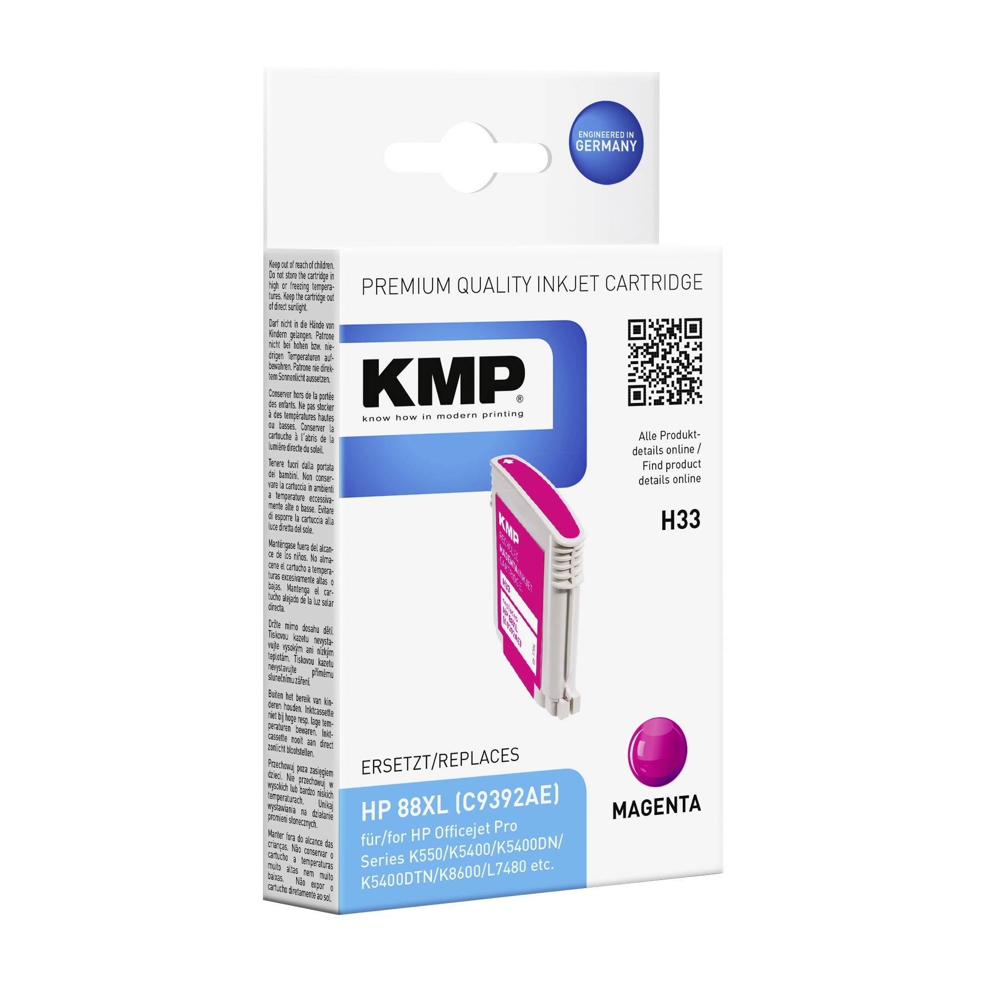 KMP H33 cartuccia     magenta comp. con HP C 9392 AE Nr. 88