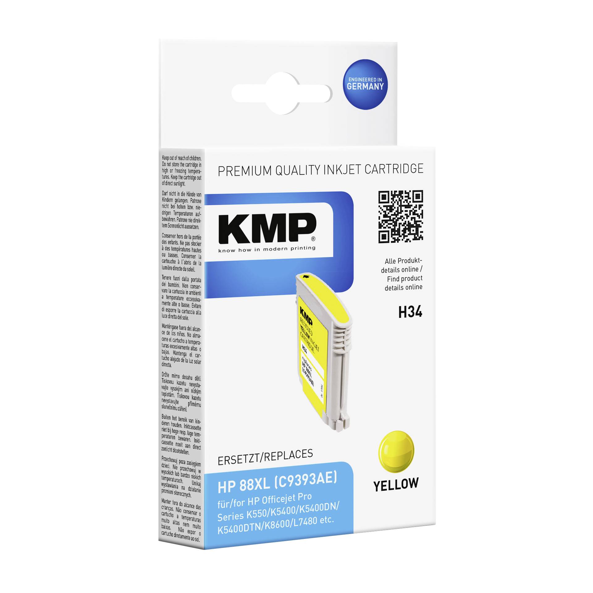 KMP H34 cartuccia     giallo comp. con HP C 9393 AE Nr. 88 X