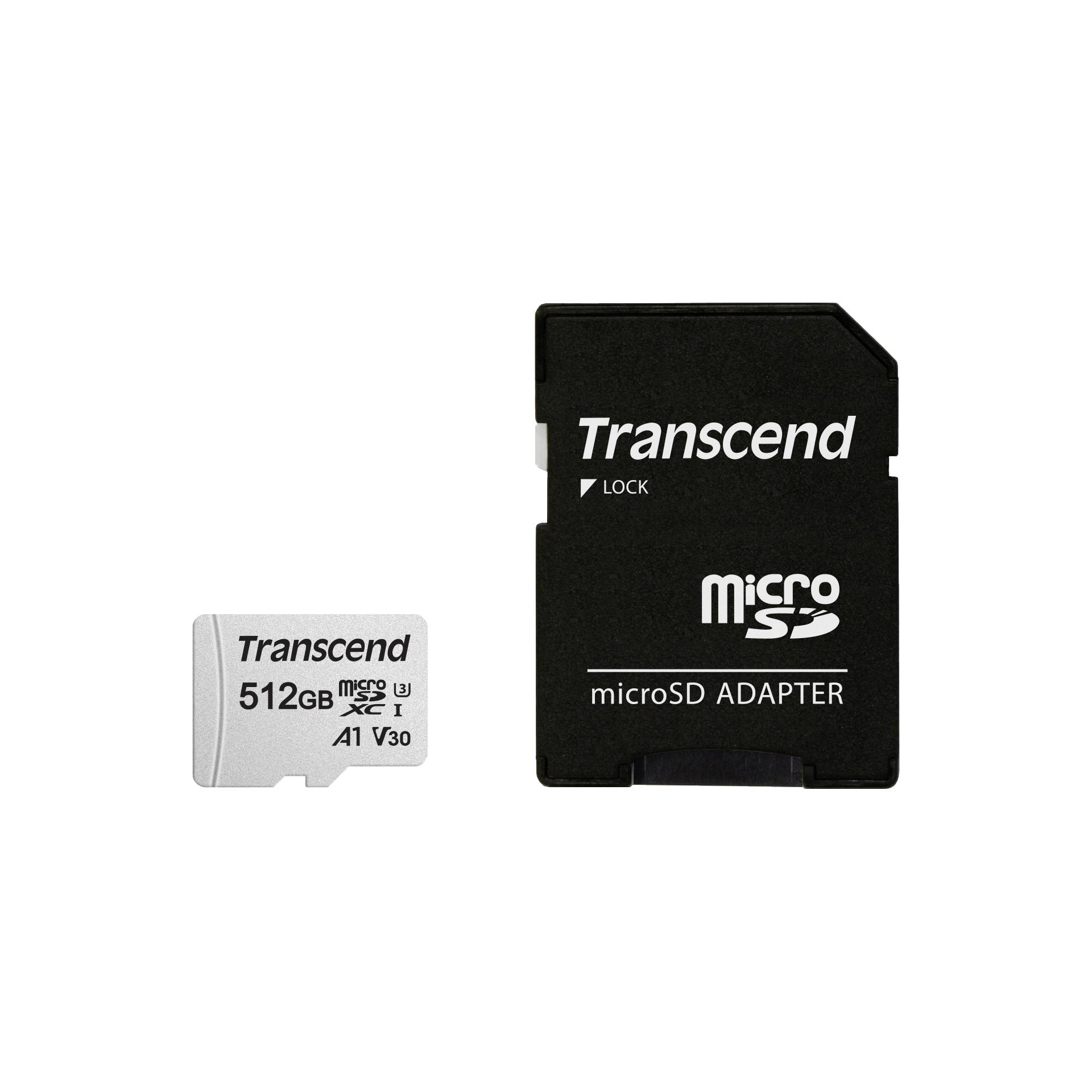 Transcend microSDXC 300S-A 512GB Class 10 UHS-I U3 V30 A1
