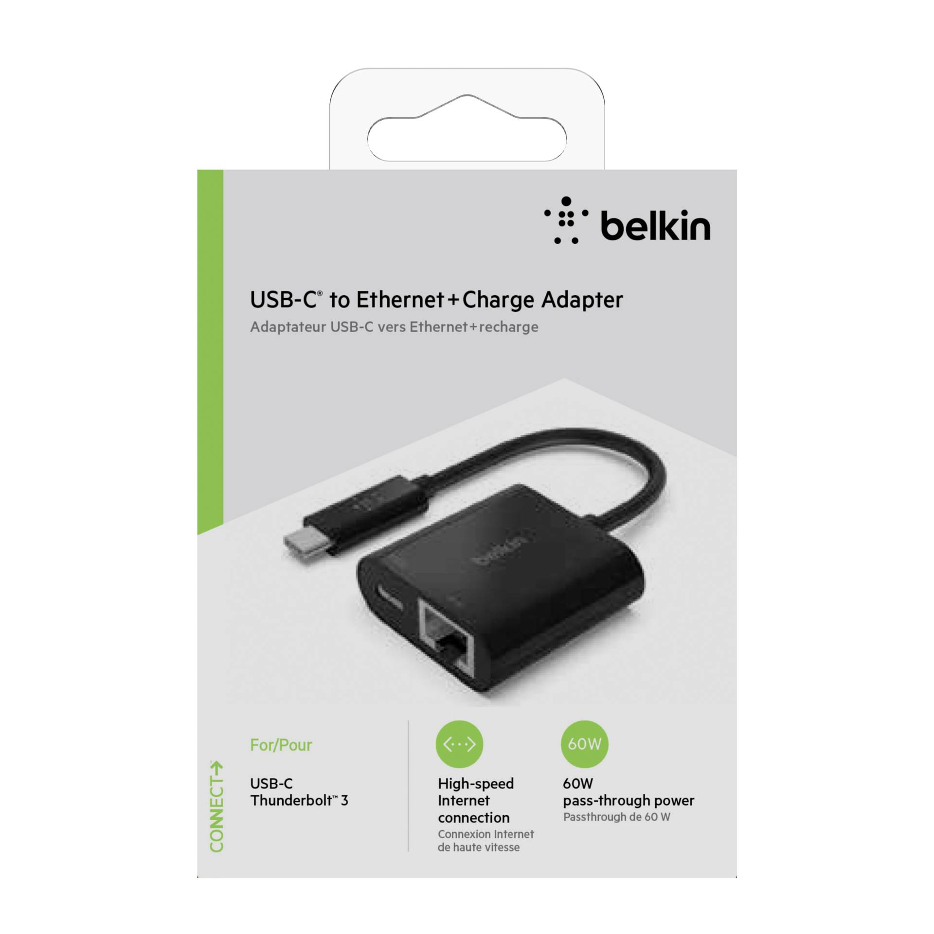 Belkin USB-C / Gigabit-Ethernet- Adapter 60W PD, black INC00