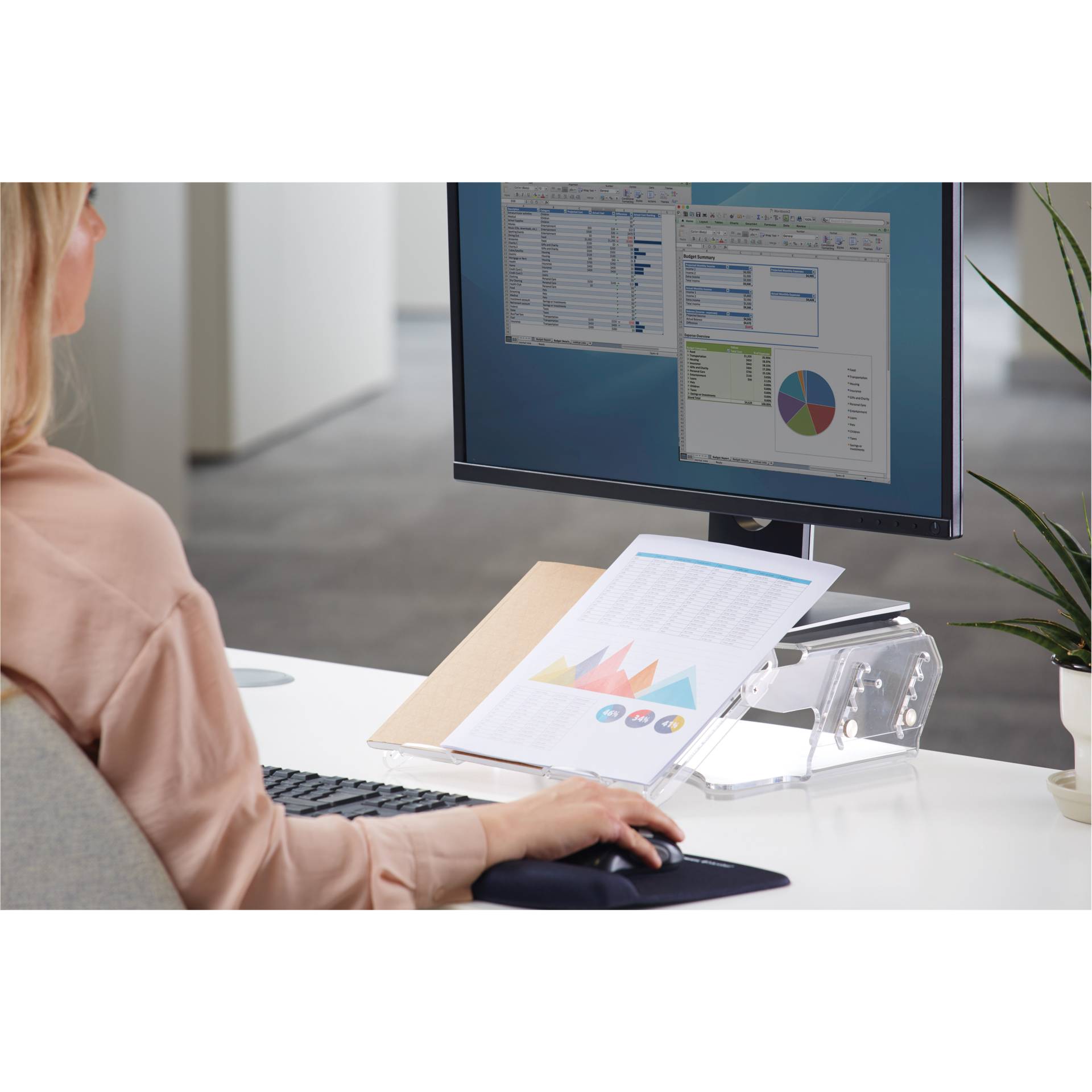 Fellowes Clarity Verstellbarer Monitor Ständer m. Dok.halter