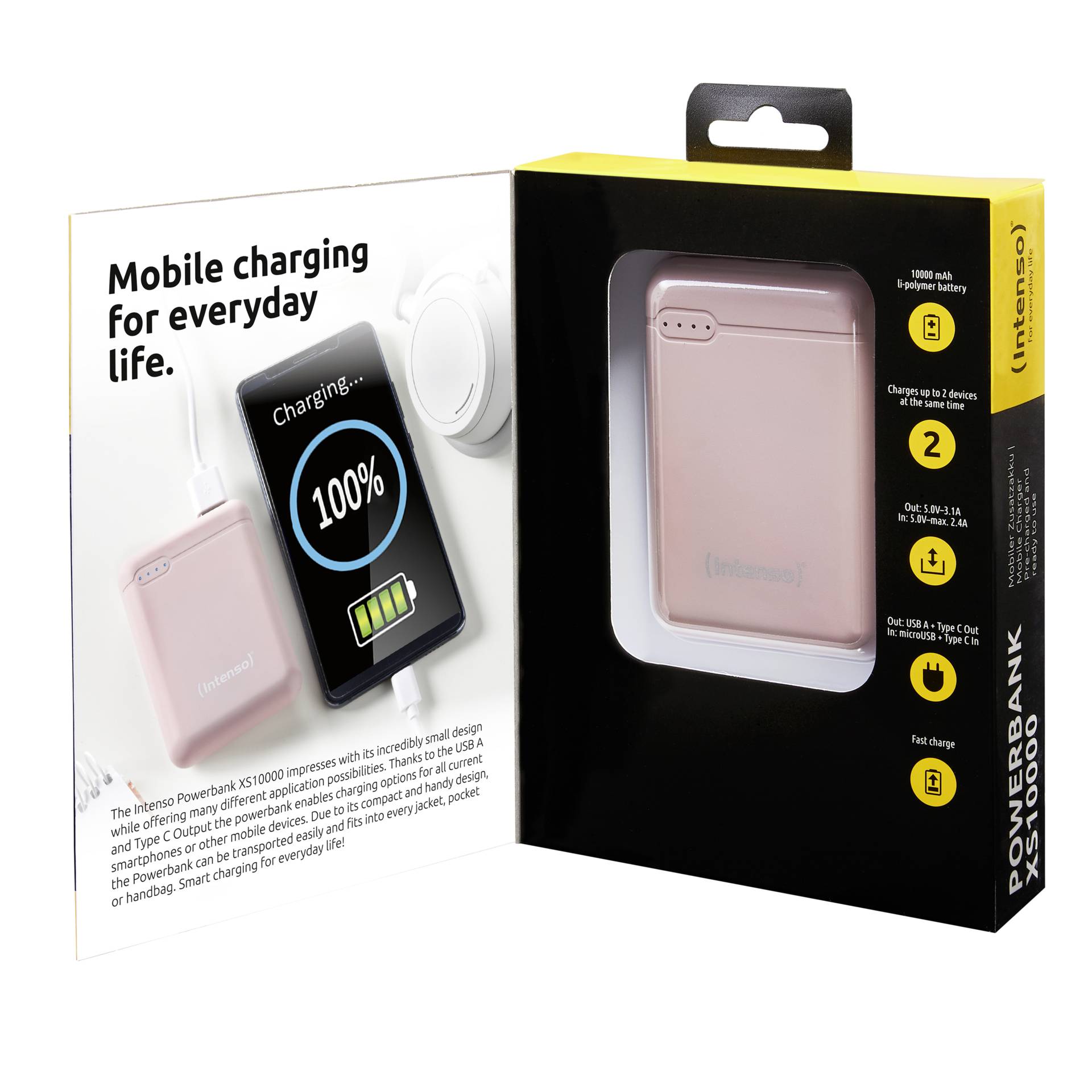 Intenso Powerbank XS10000 rosé 10000 mAh incl. USB-A to tipo