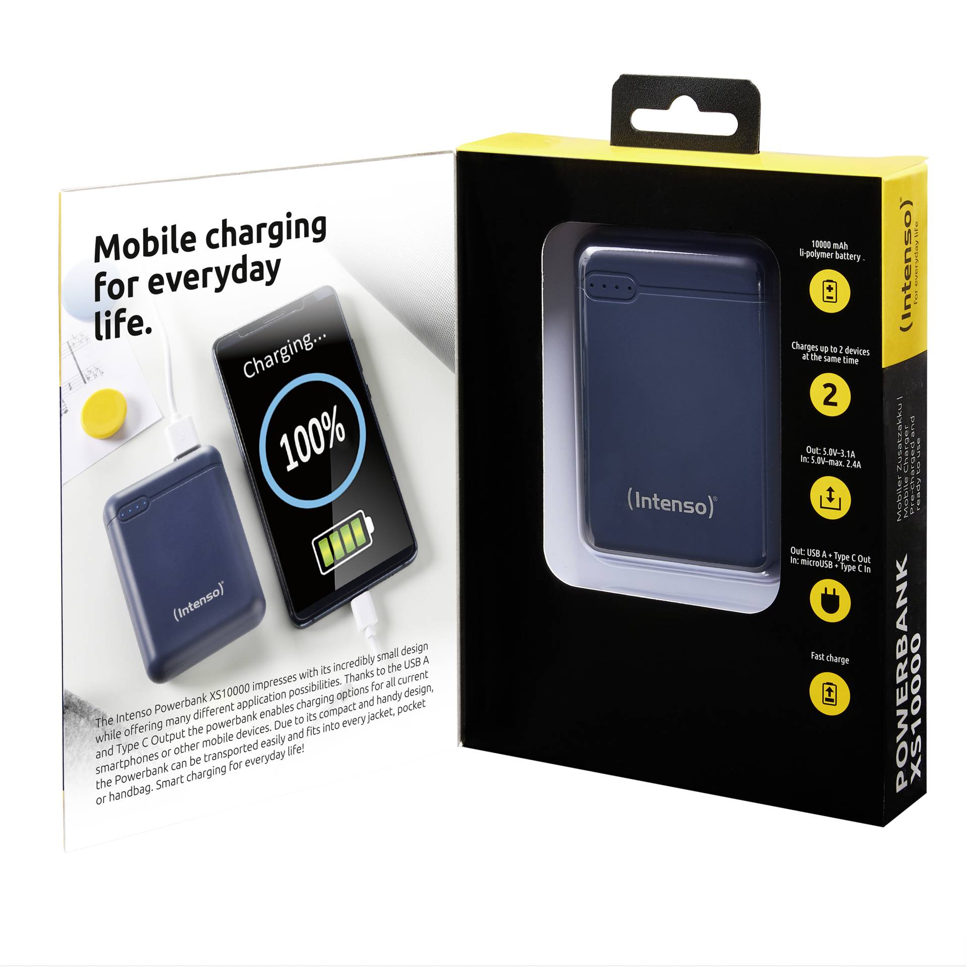 Intenso Powerbank XS10000 dkblue 10000 mAh incl. USB-A to Ty