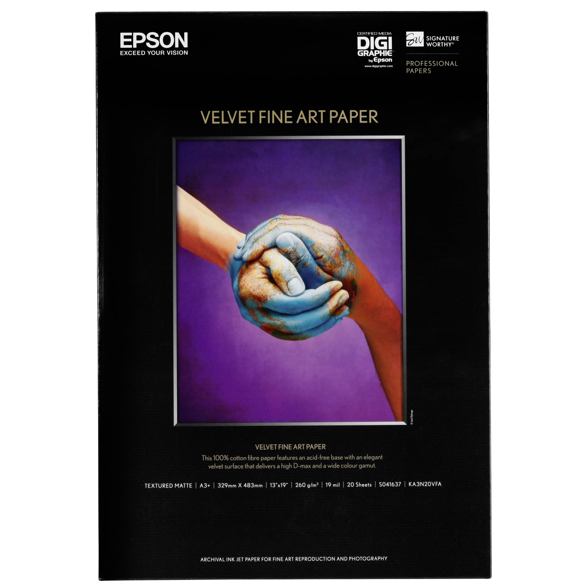 Epson Velvet Fine Art carta A 3+ 20 fogli, 260 g         S 0