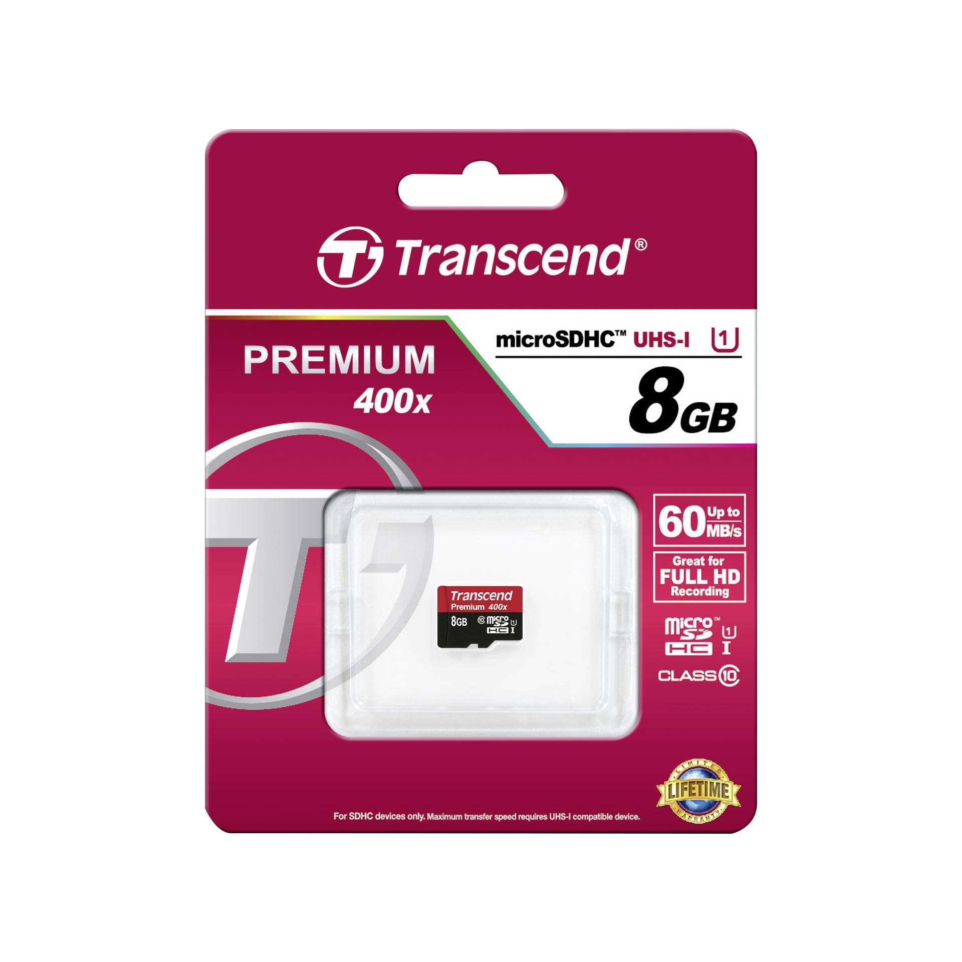Transcend microSDHC 8GB Class 10 UHS-I 400X