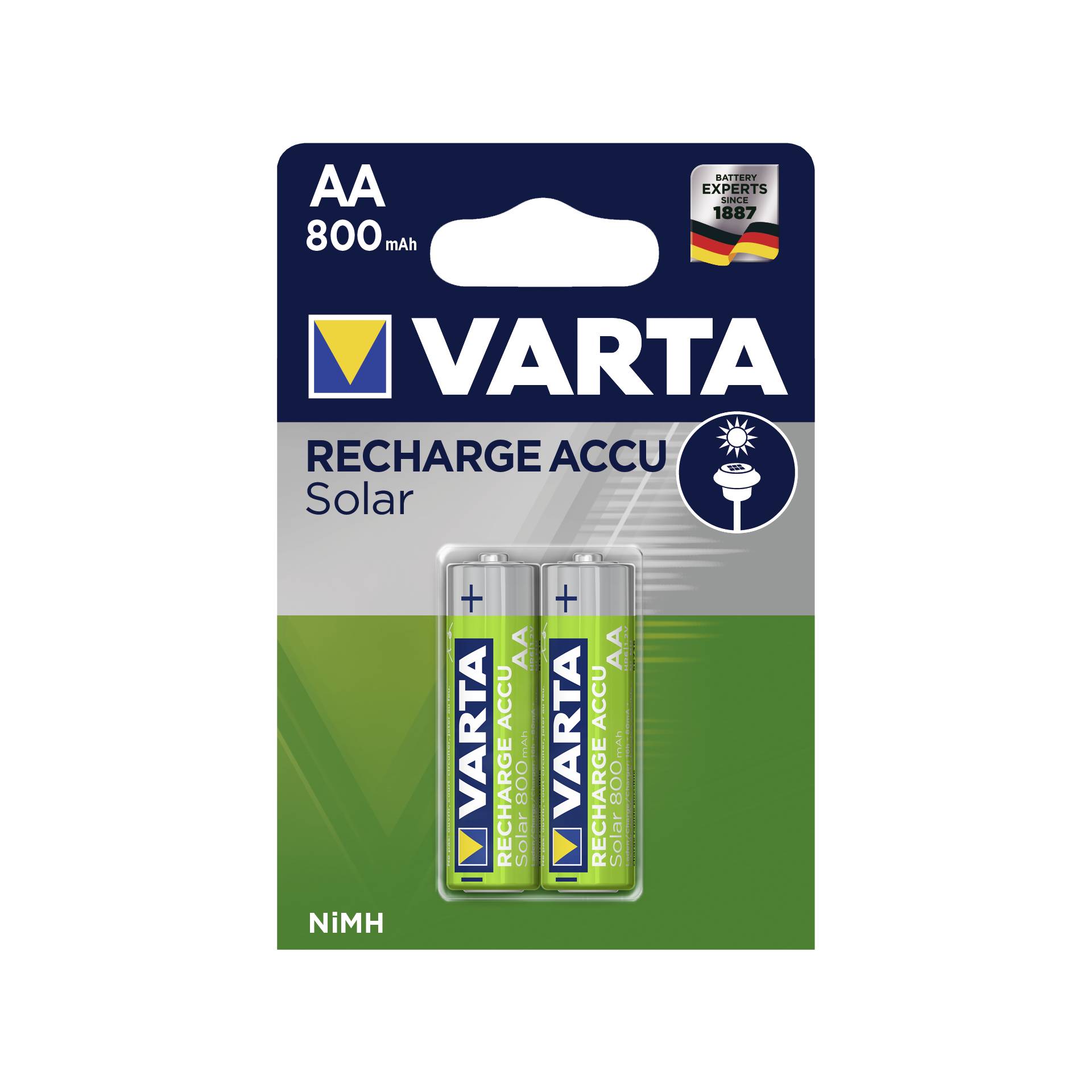 1x2 Varta batteria Solare AA NiMH 800 mAh Mignon