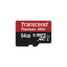 Transcend microSDXC 64GB Class 10 UHS-I U1 400x + SD adattat