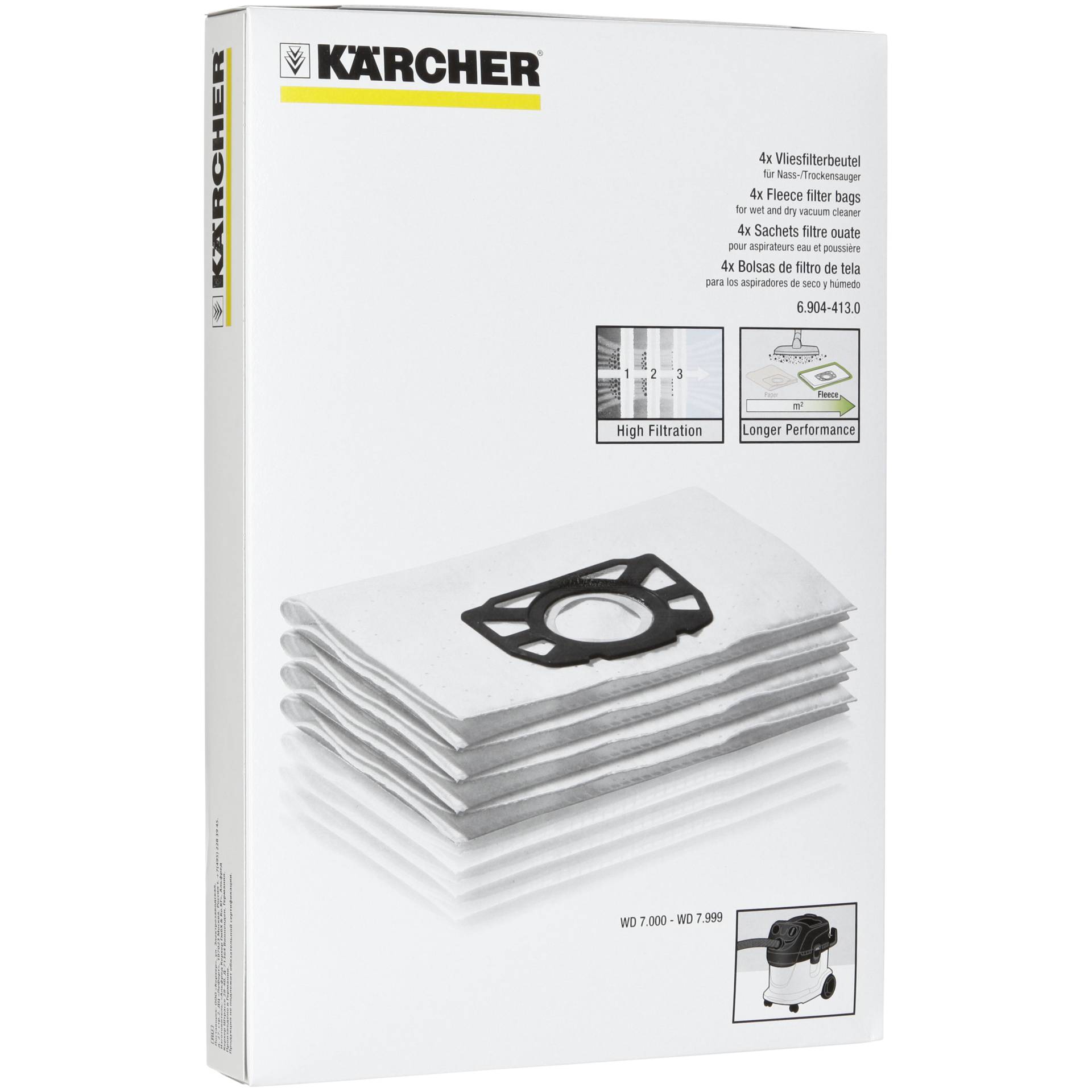 Kärcher Sacchet. filtro in tess. 4 pezzi per WD 7 Serie