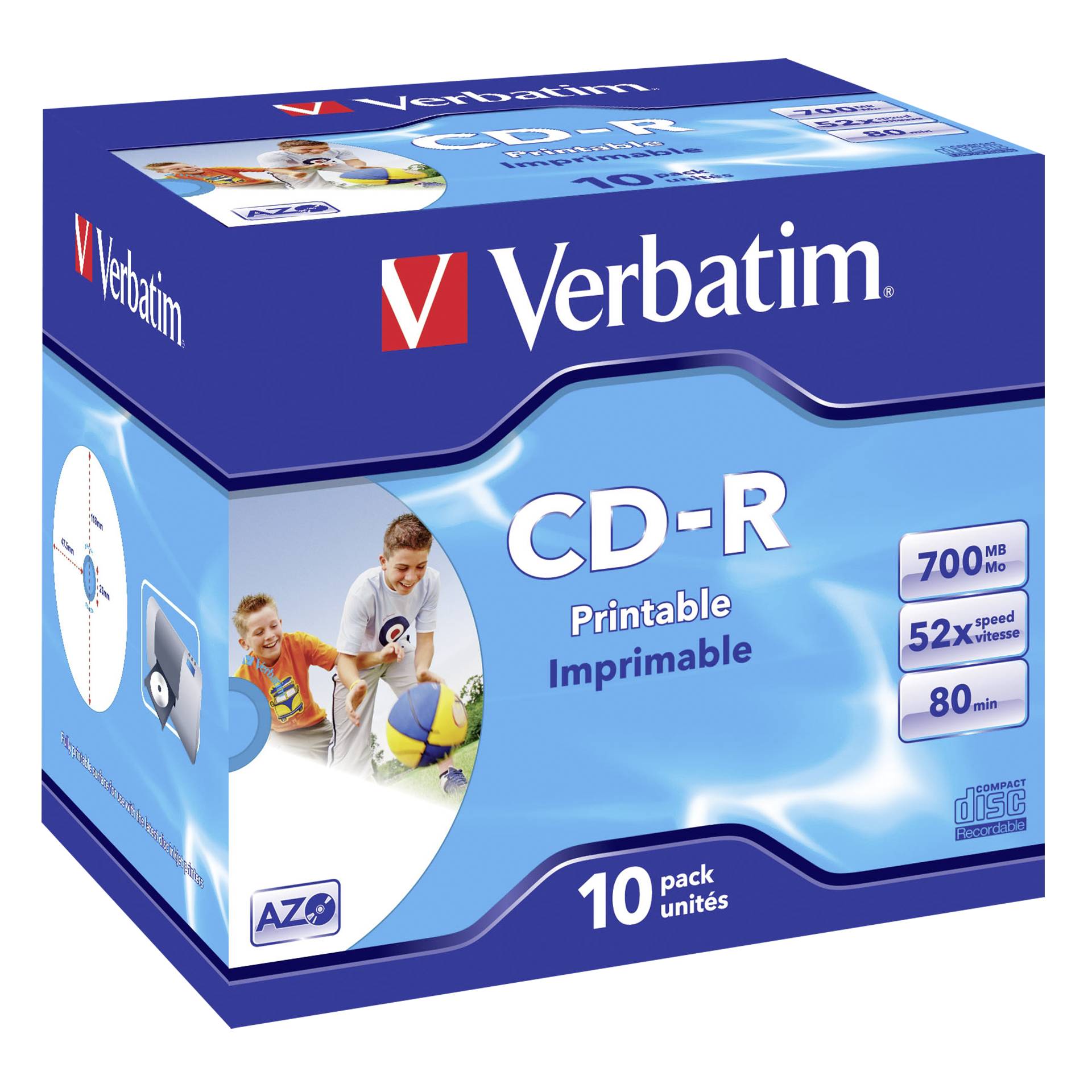 1x10 Verbatim Data Life Plus JC CD-R 80 / 700MB, 52x, printa
