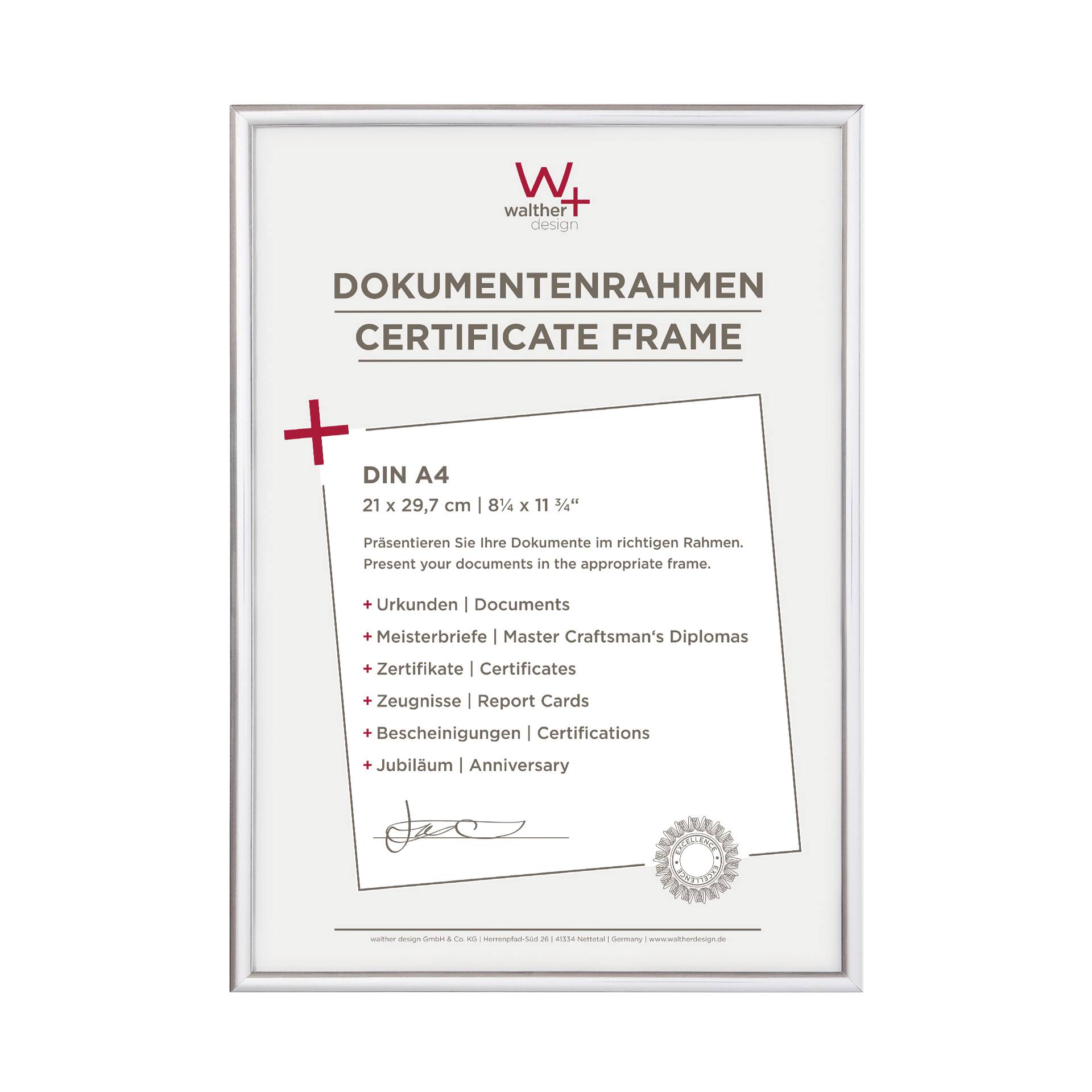 Walther New Lifestyle    21x29,7 plastica argento DIN A4 KV1