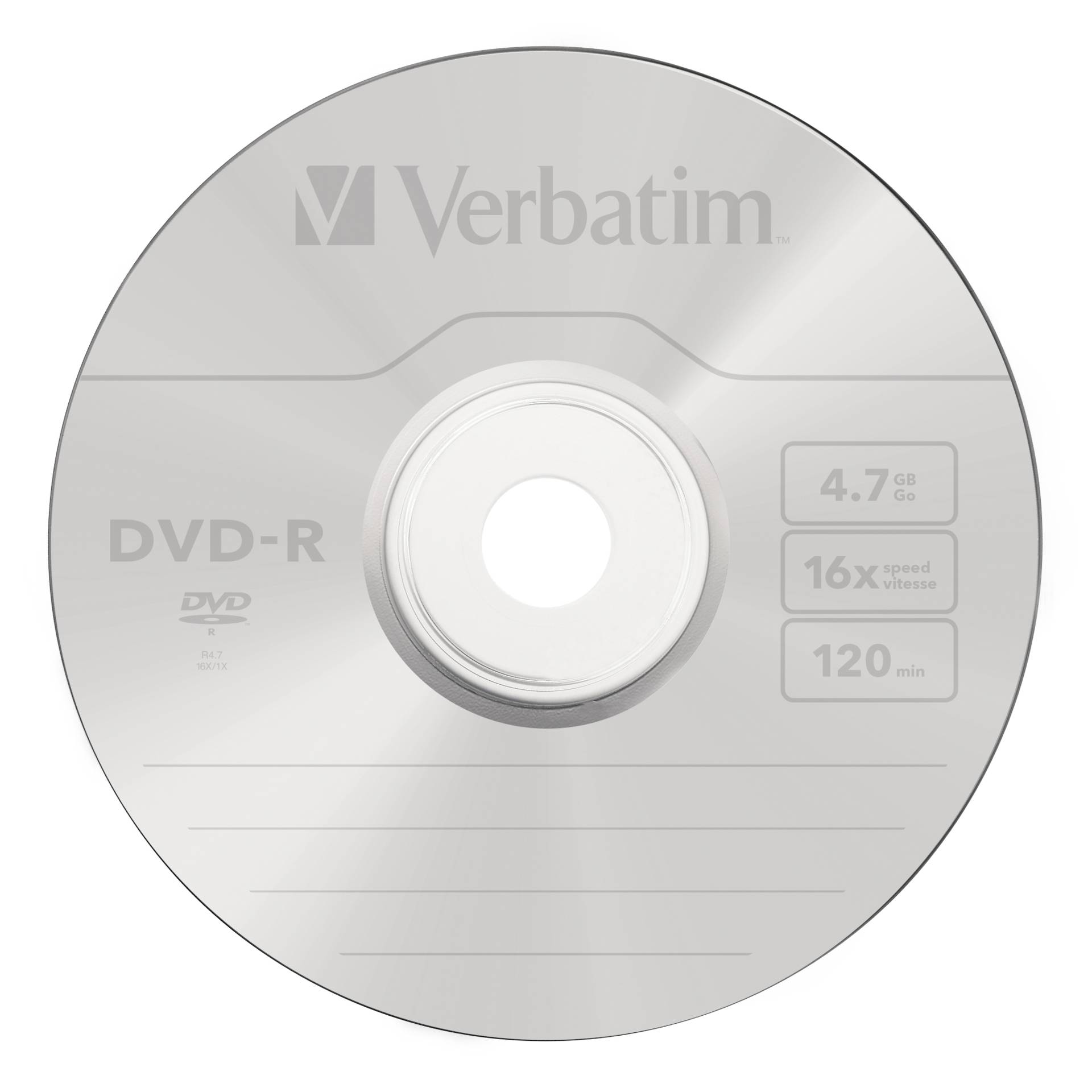 1x100 Verbatim DVD-R 4,7GB 16x Speed, opaco argento