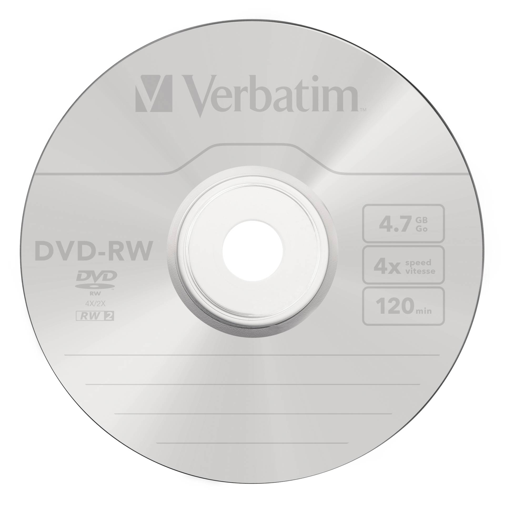 1x25 Verbatim DVD-RW 4,7GB 4x Speed, opaco argento