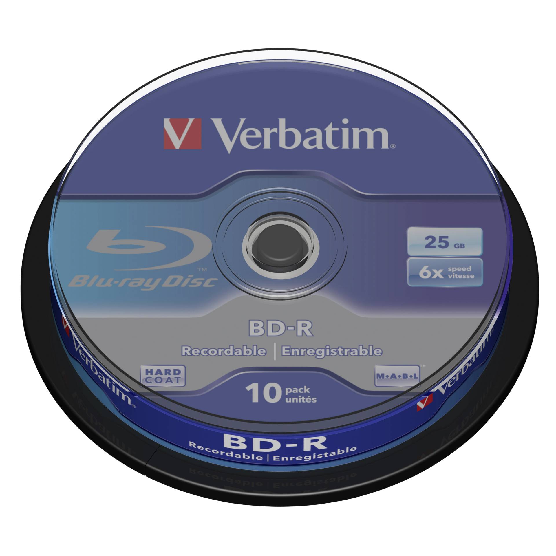 1x10 Verbatim BD-R Blu-Ray 25GB 6x Speed, bianco azzuro Cake